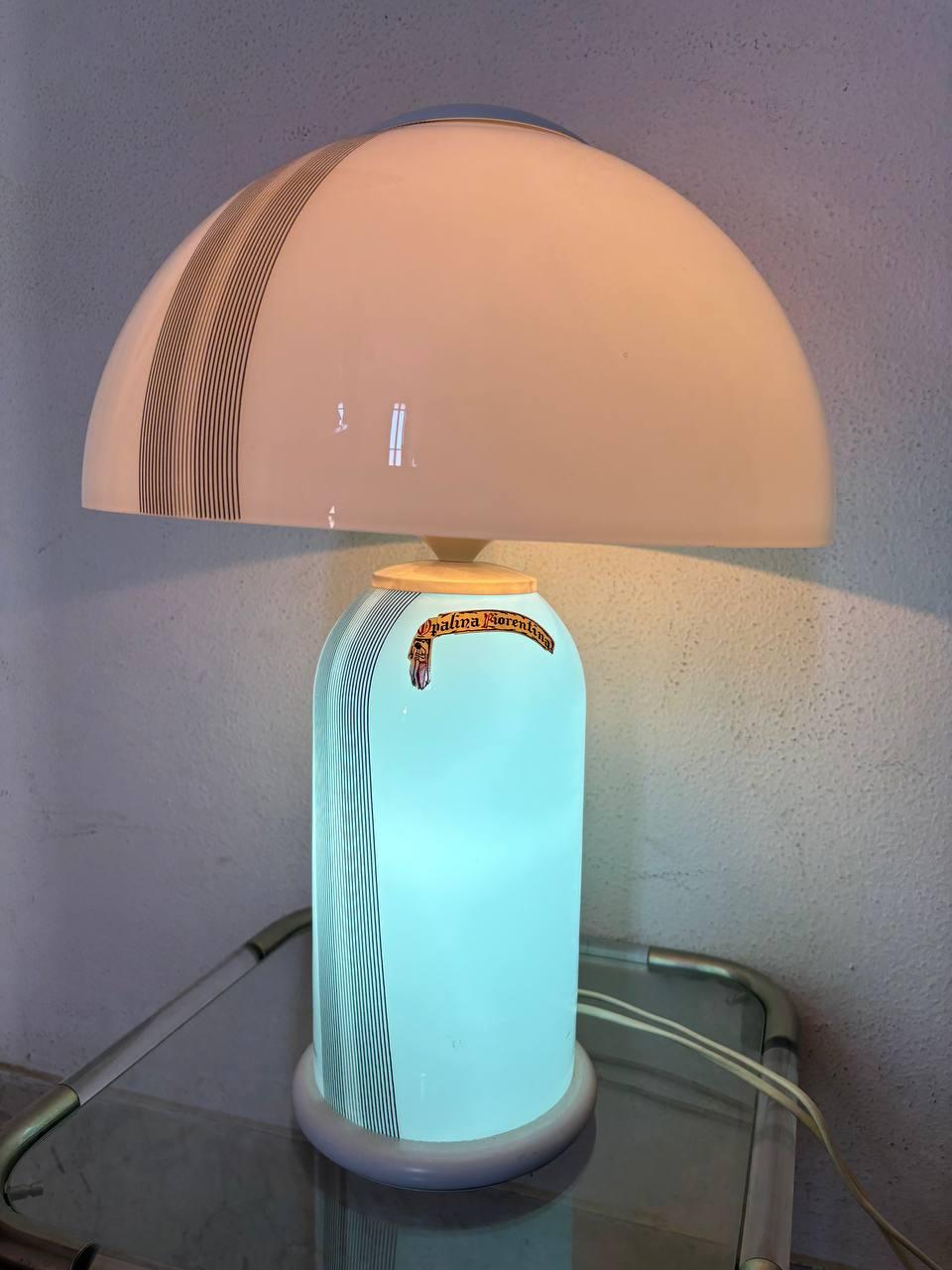Large Murano 80s table lamp signed Maximilian stamped Opalina Fiorentina 3