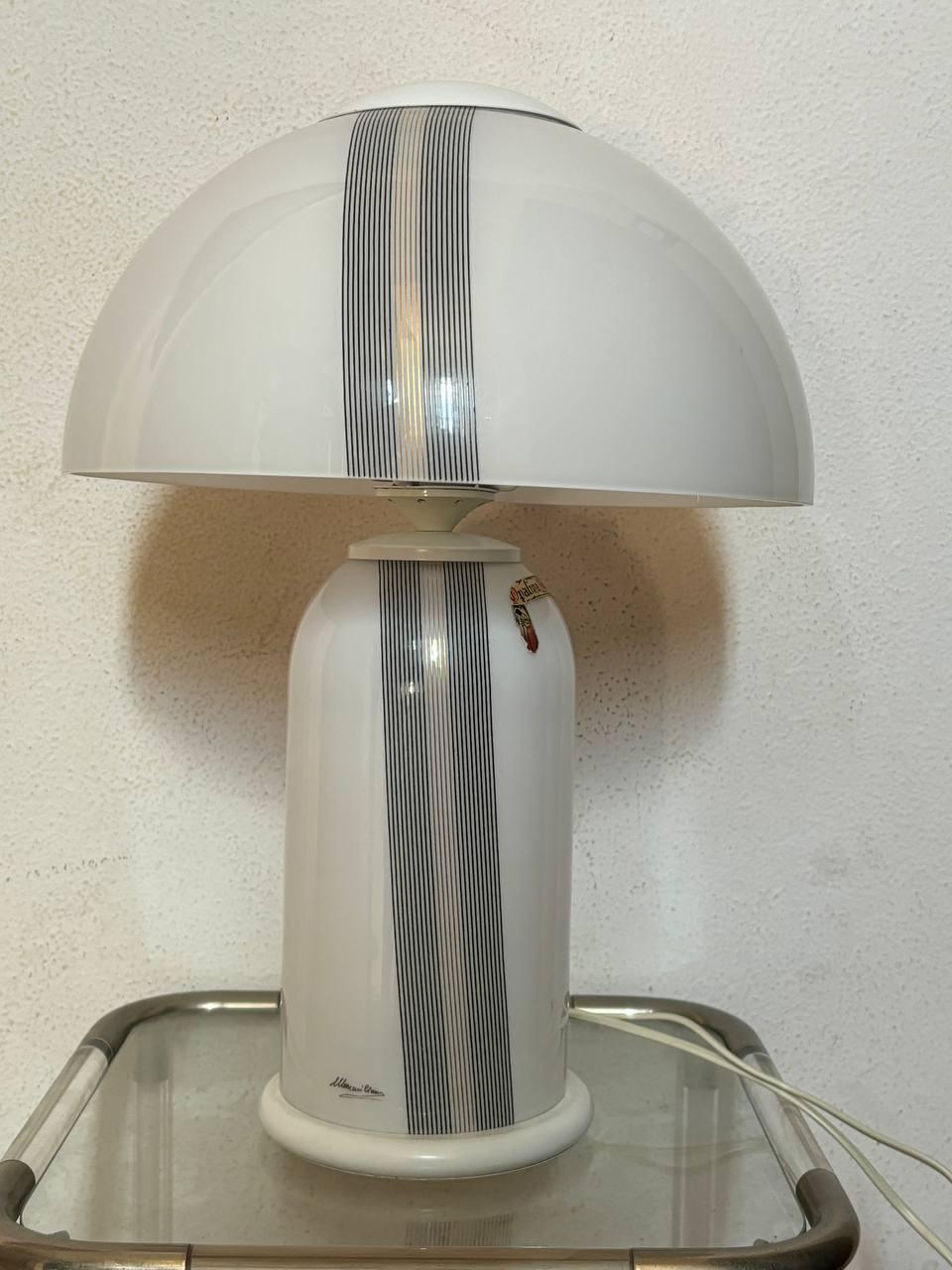 Mid-Century Modern Large Murano 80s table lamp signed Maximilian stamped Opalina Fiorentina
