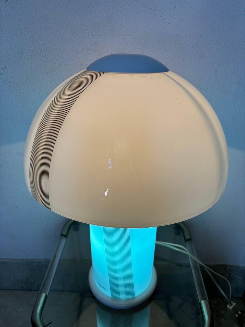 Italian Large Murano 80s table lamp signed Maximilian stamped Opalina Fiorentina