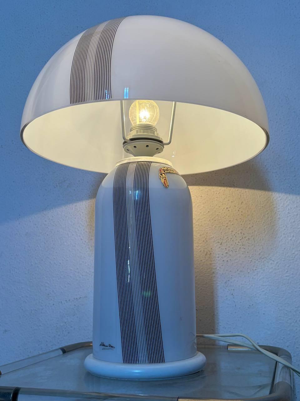 Lacquered Large Murano 80s table lamp signed Maximilian stamped Opalina Fiorentina
