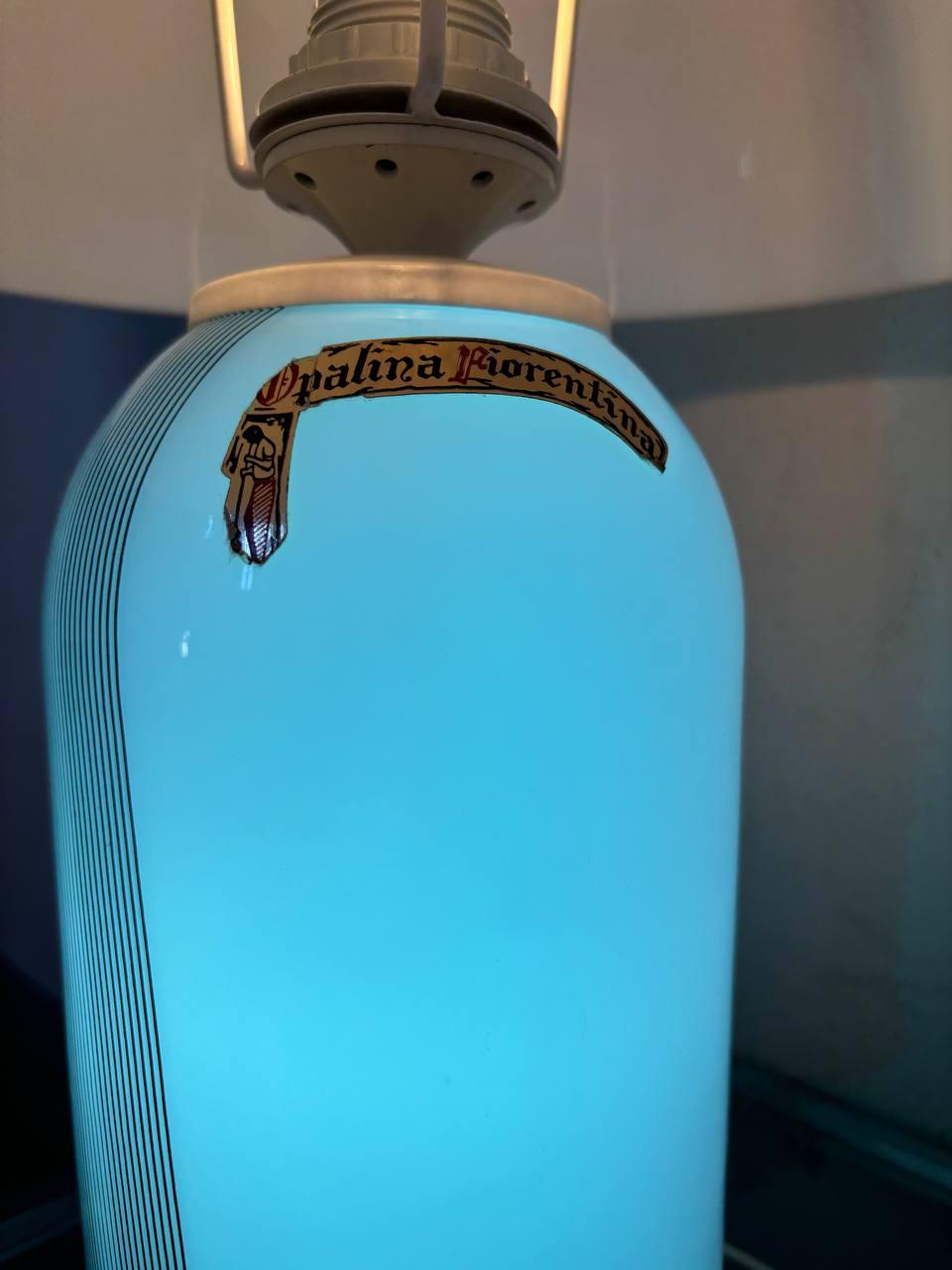 20th Century Large Murano 80s table lamp signed Maximilian stamped Opalina Fiorentina