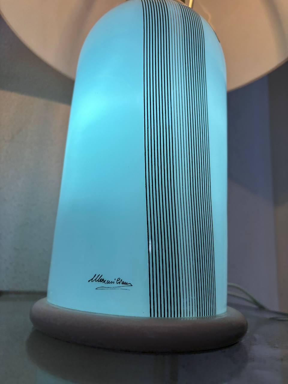 Brass Large Murano 80s table lamp signed Maximilian stamped Opalina Fiorentina