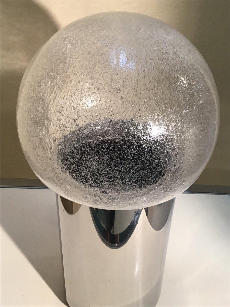 Ère spatiale Lampe de table en acier et verre de Murano par Mazzega, 1960s en vente