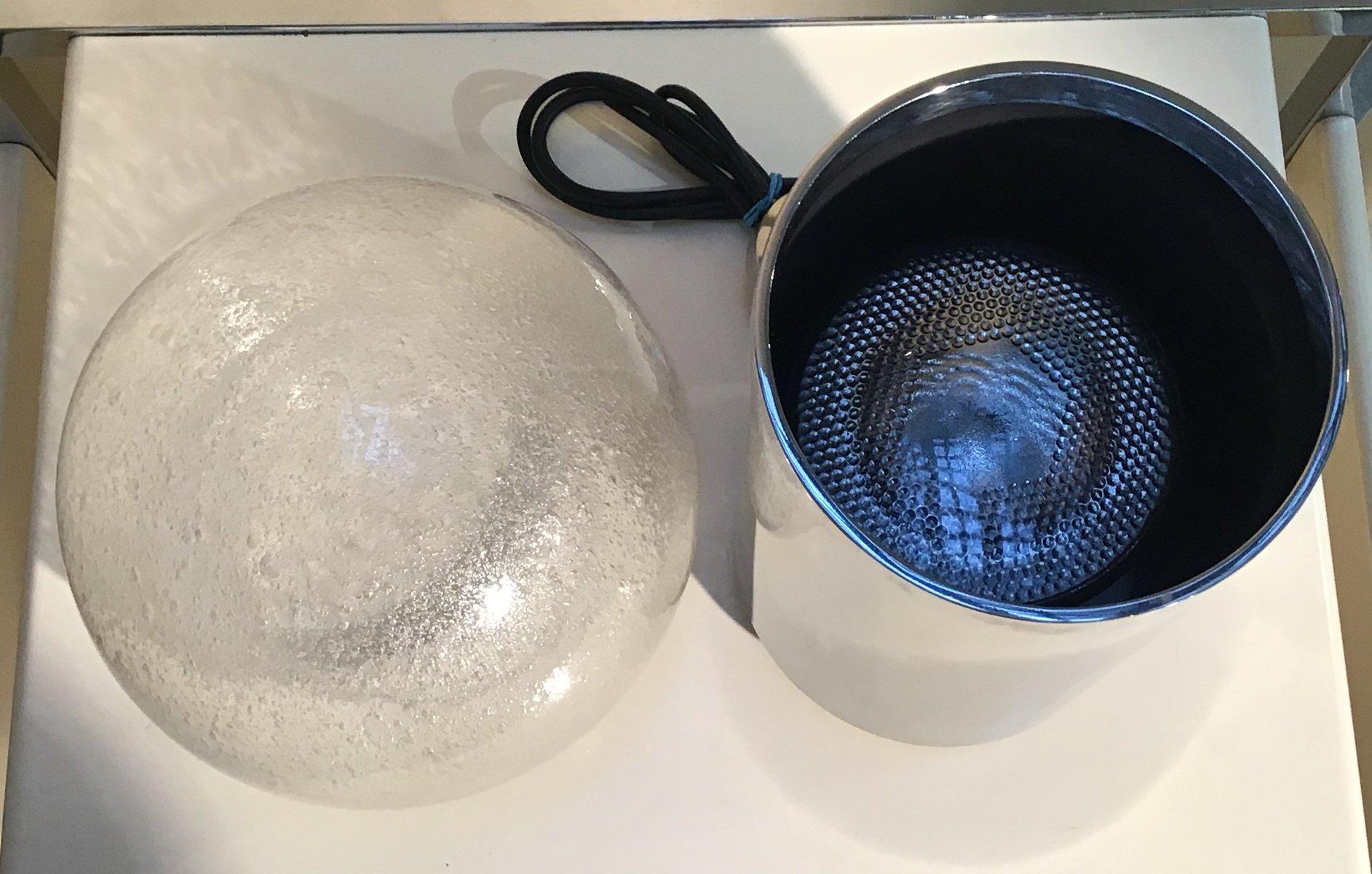 Fait main Lampe de table en acier et verre de Murano par Mazzega, 1960s en vente