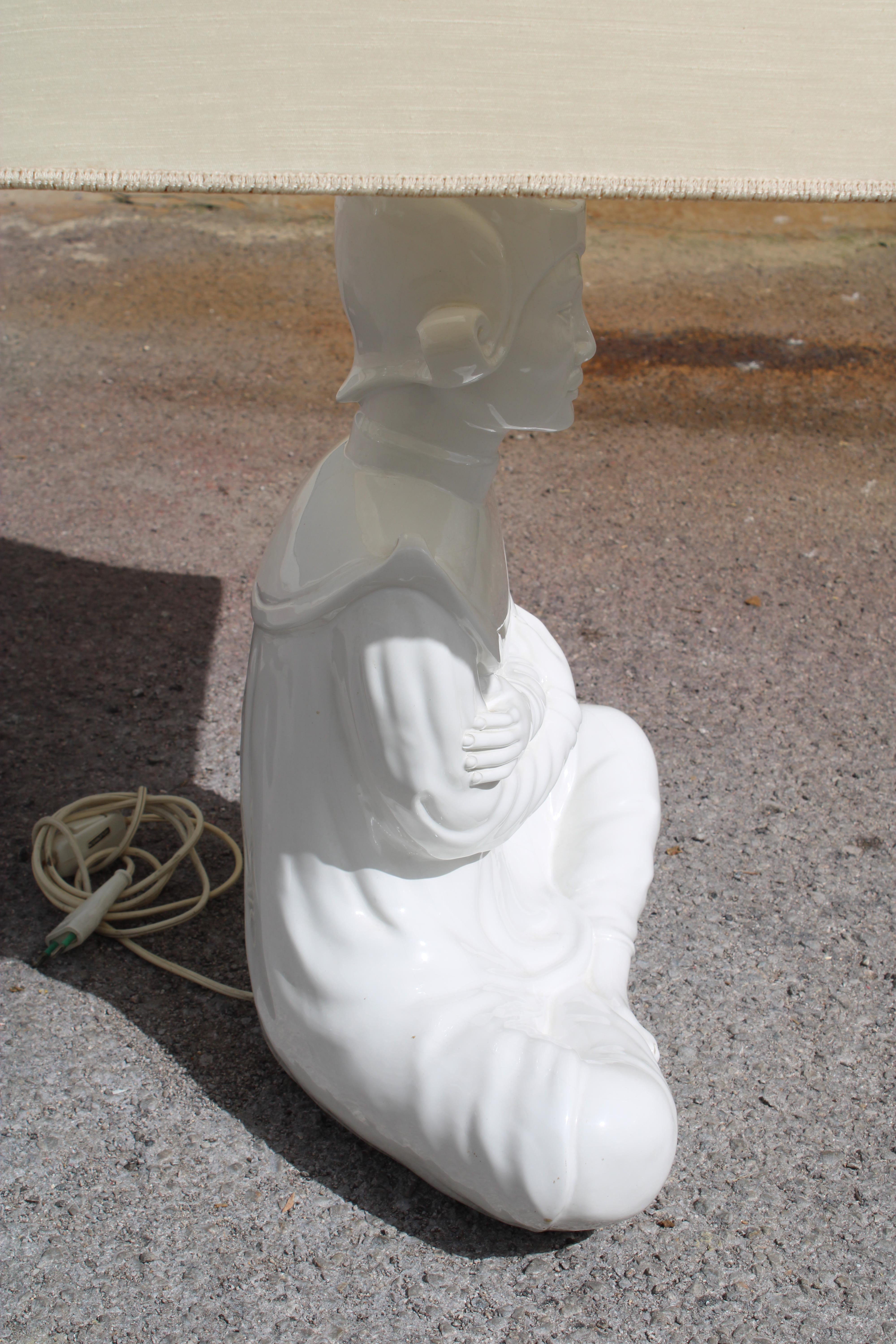 White Ceramic Table Lamp Southern Nurseries Rome 1970s For Sale 5