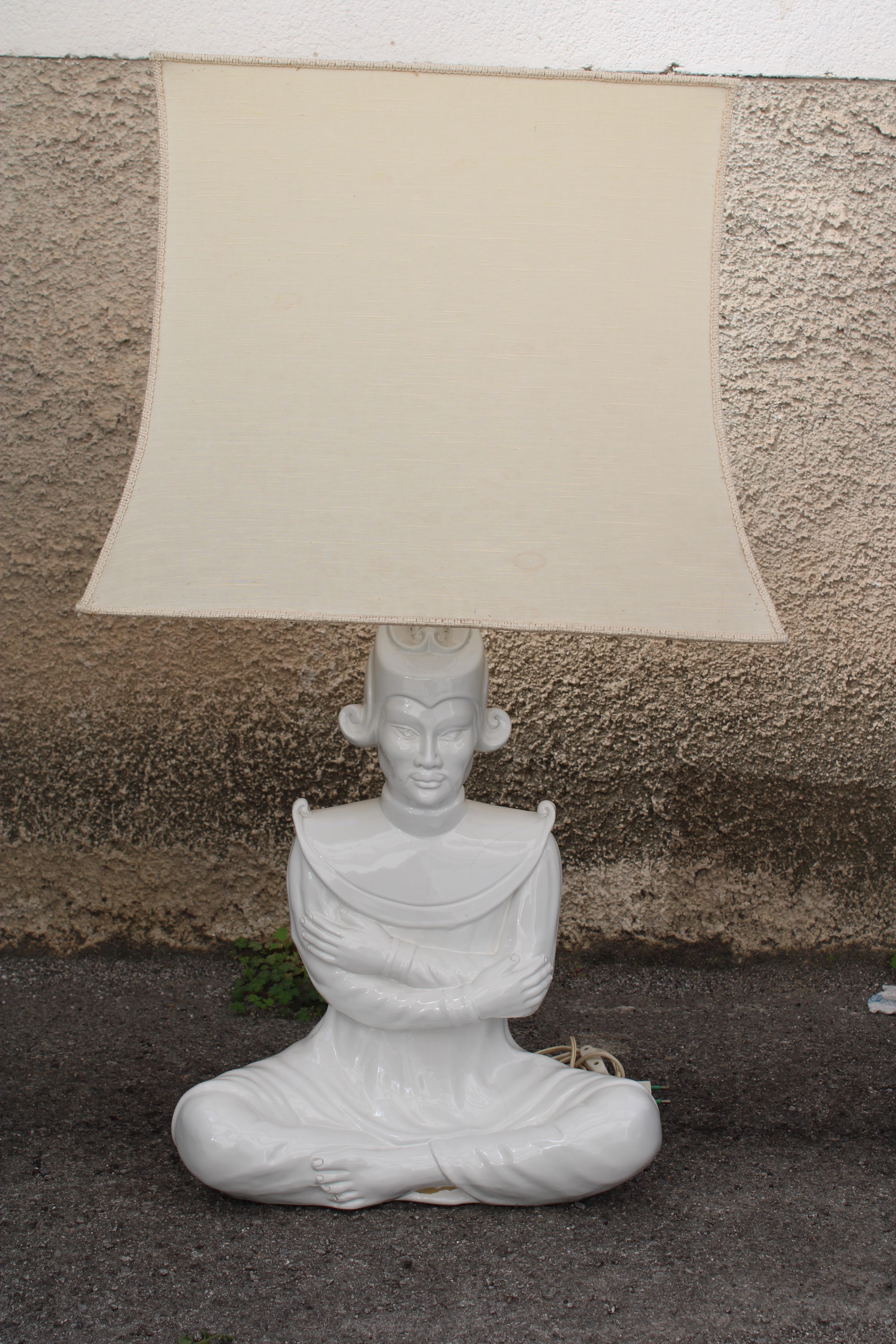White Ceramic Table Lamp Southern Nurseries Rome 1970s For Sale 8