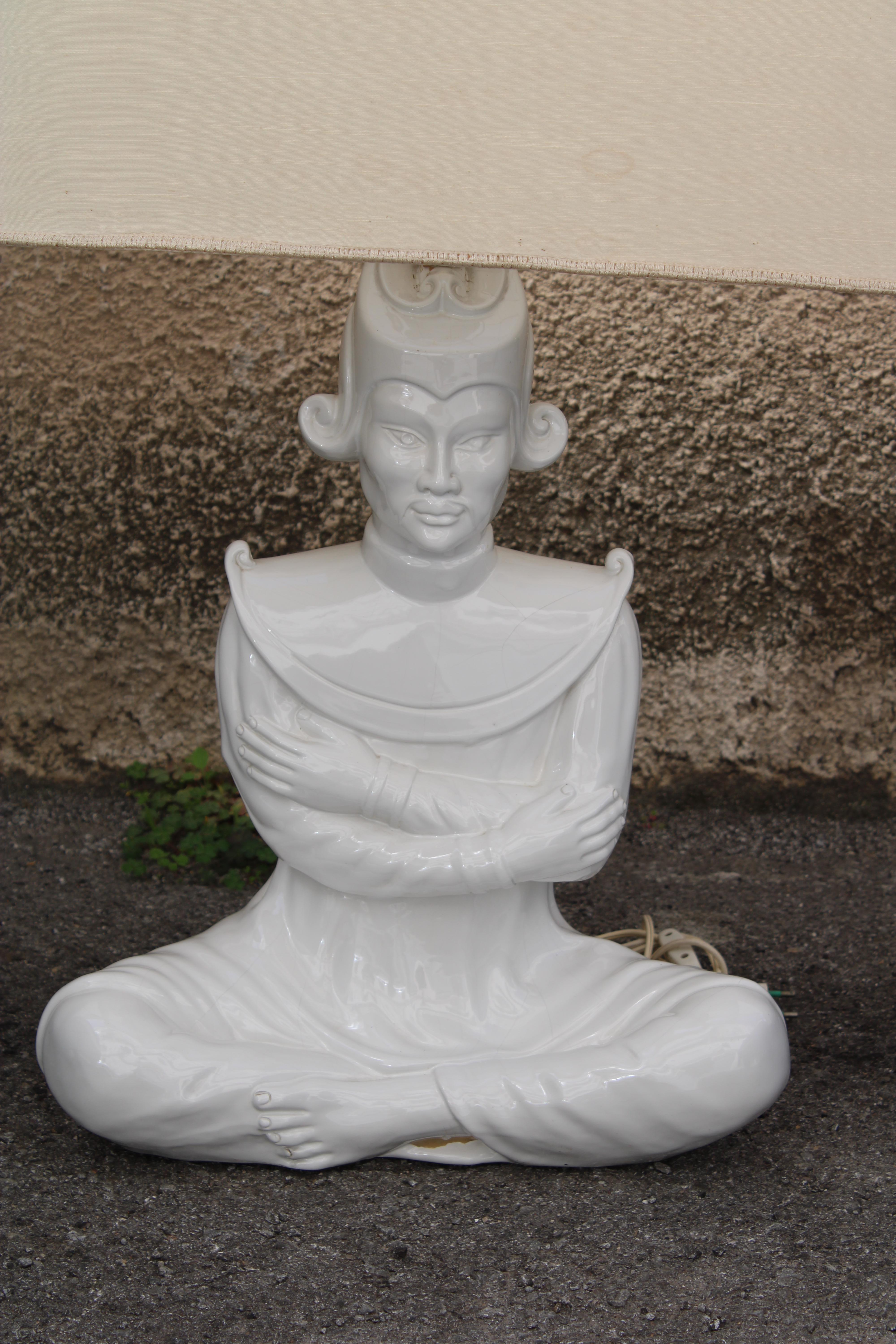 White Ceramic Table Lamp Southern Nurseries Rome 1970s For Sale 9