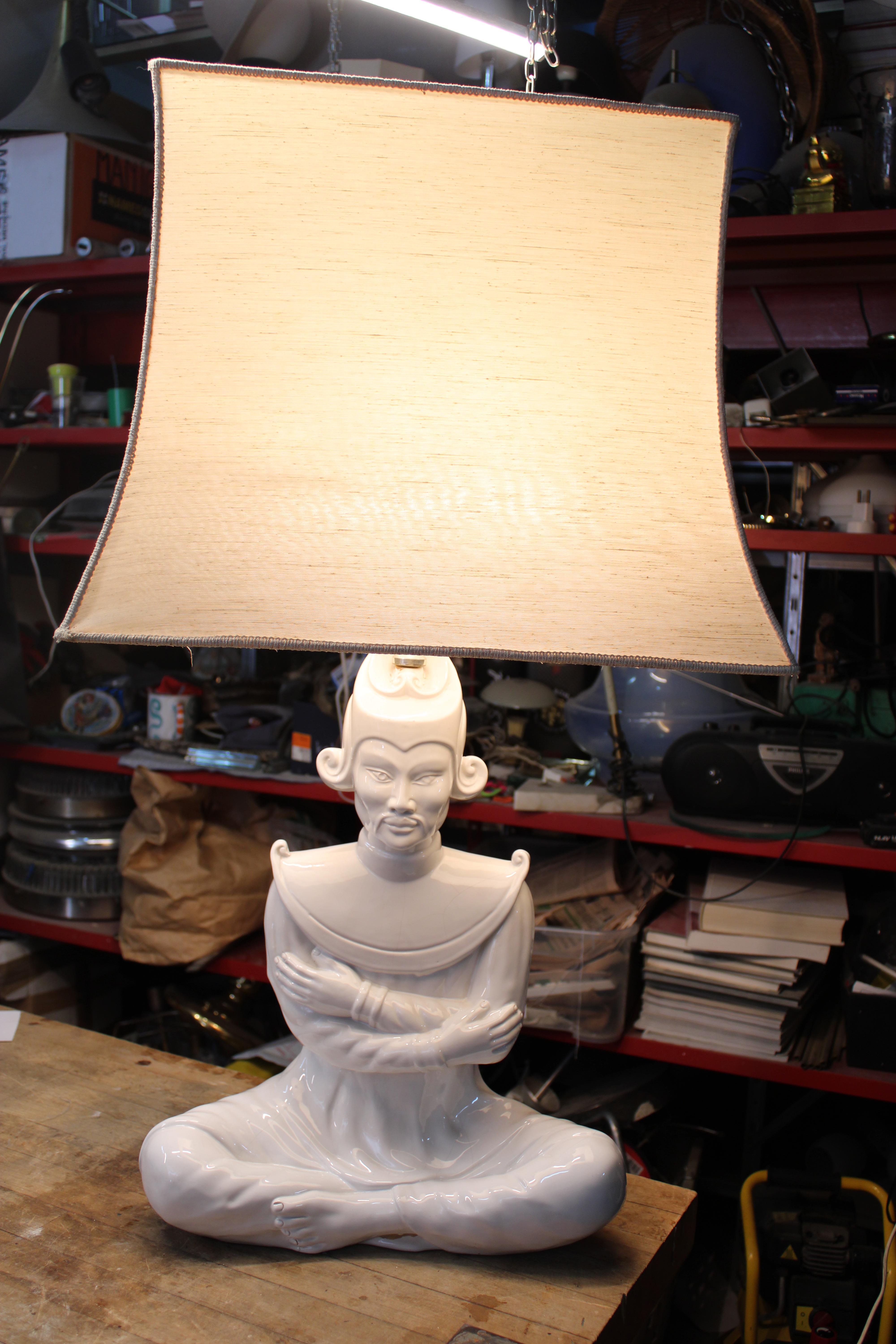 Large table lamp Southern Nurseries in Ceramic original fabric lampshade 