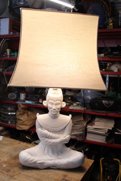 White Ceramic Table Lamp Southern Nurseries Rome 1970s