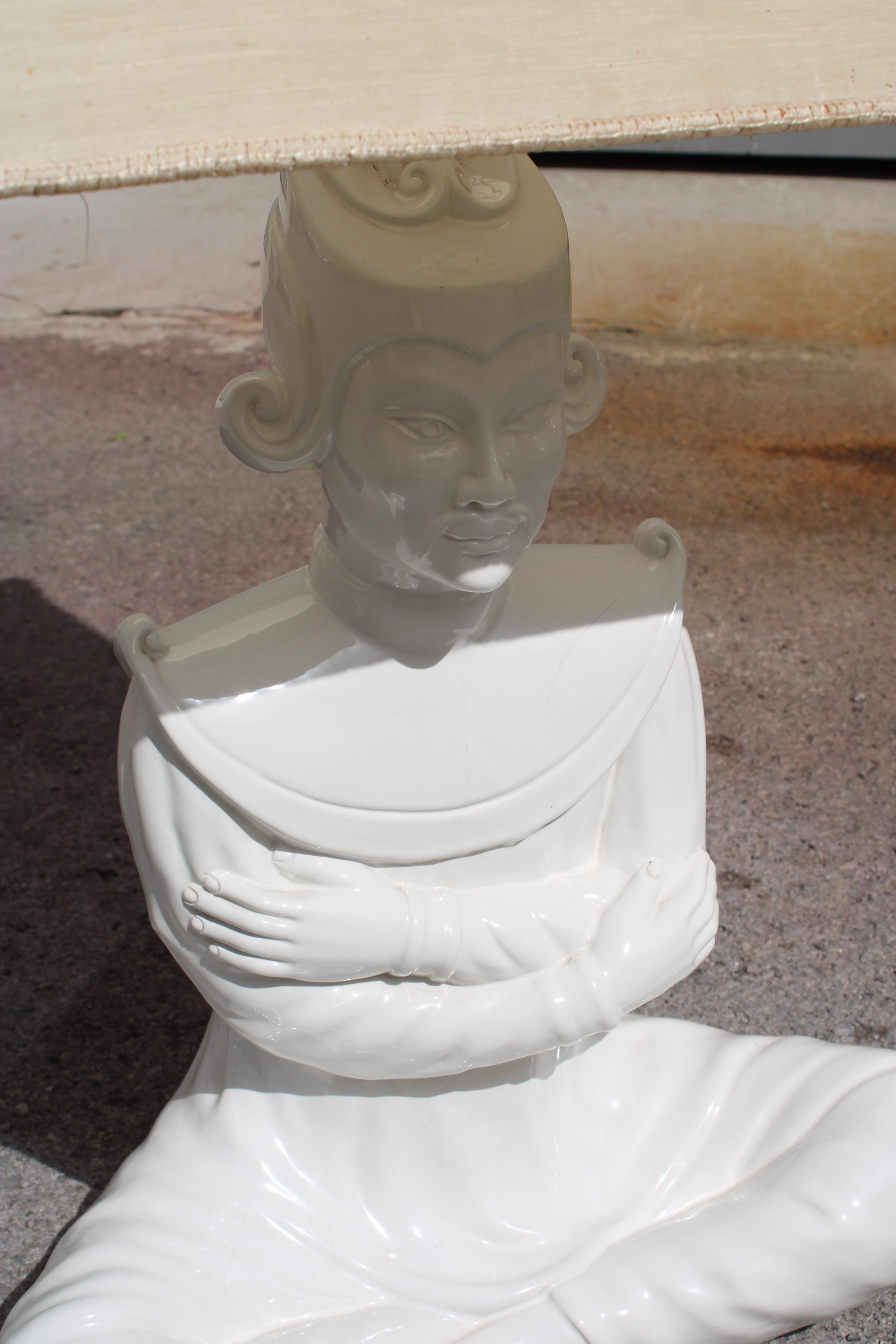 White Ceramic Table Lamp Southern Nurseries Rome 1970s For Sale 2