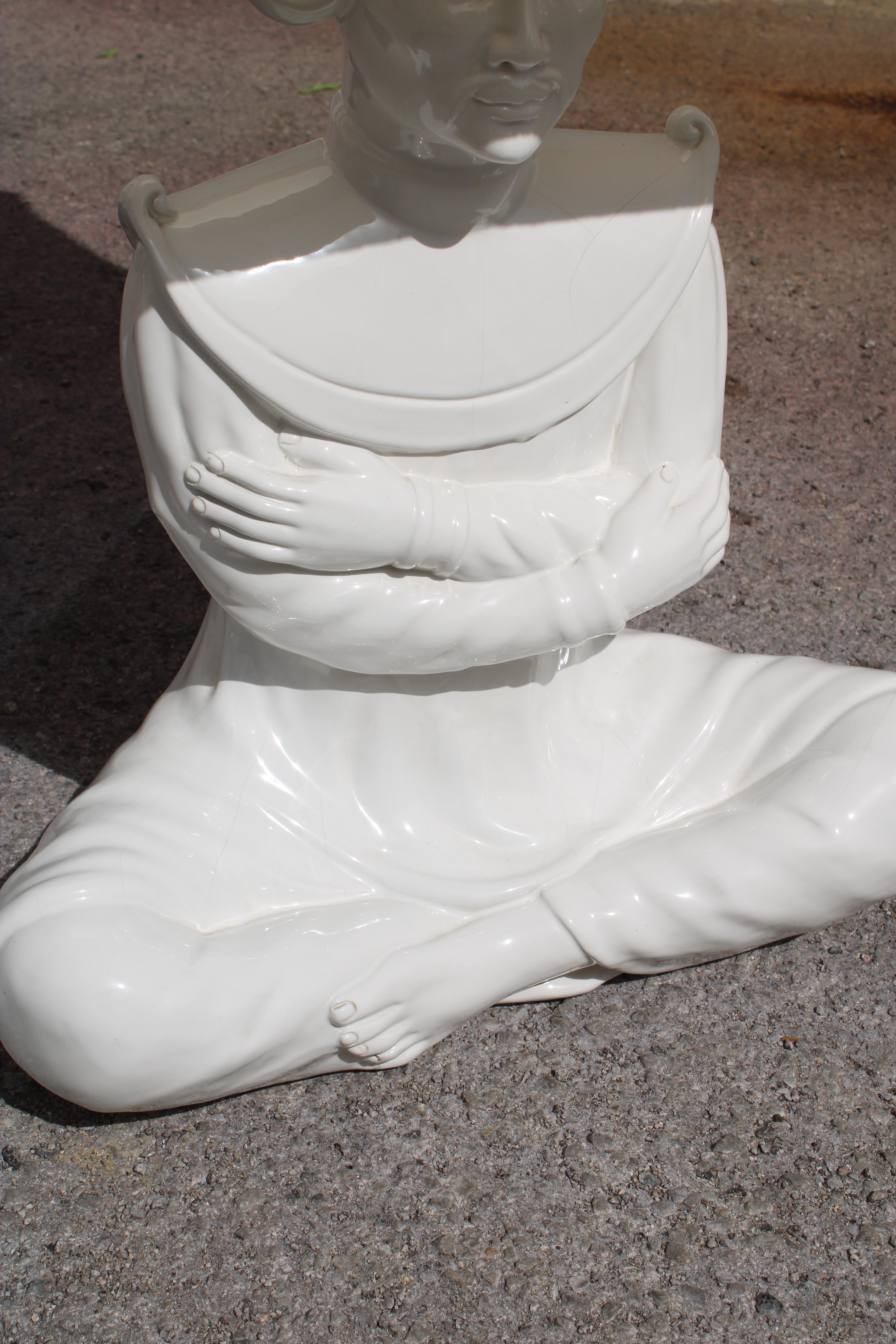 White Ceramic Table Lamp Southern Nurseries Rome 1970s For Sale 3