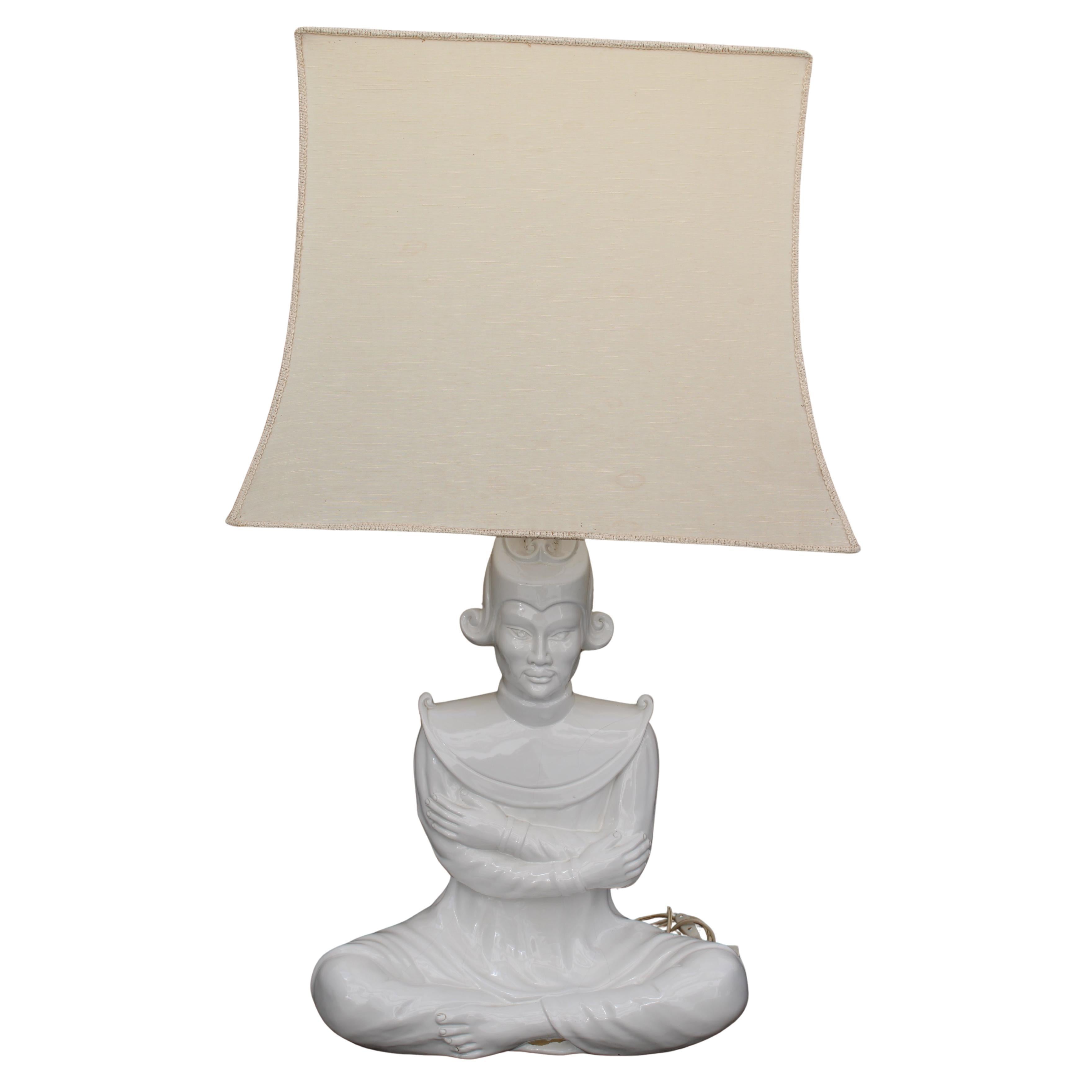 White Ceramic Table Lamp Southern Nurseries Rome 1970s