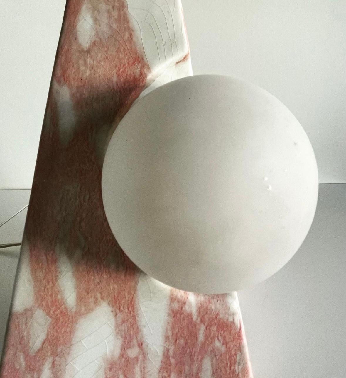Late 20th Century Lampada da tavolo in ceramica e vetro in vendita