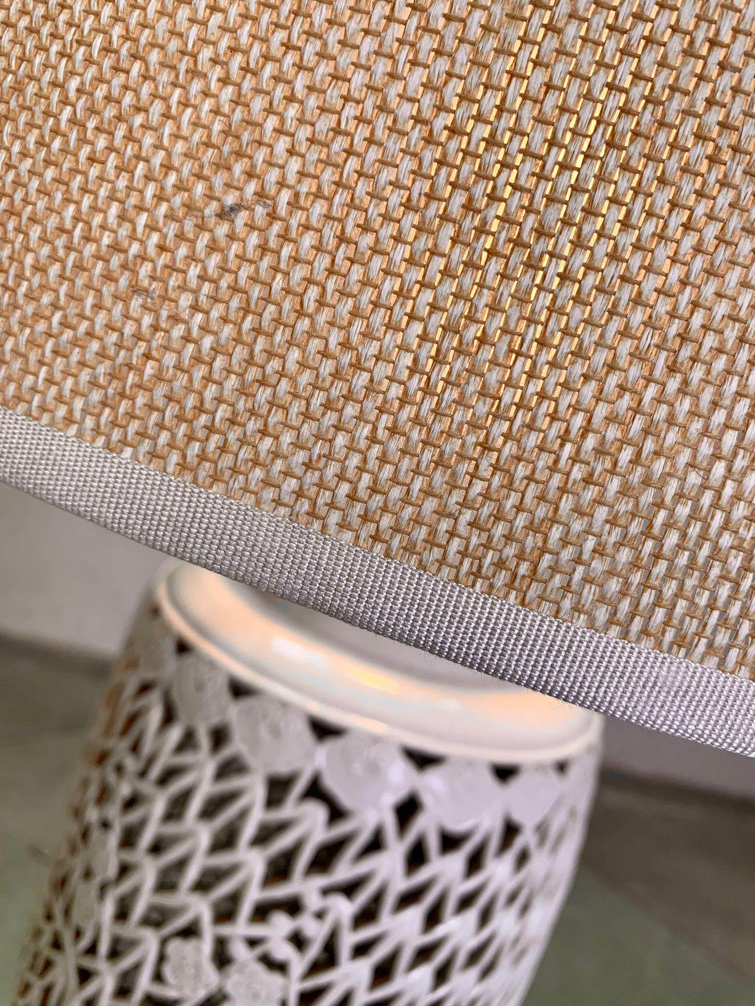 Ceramica Glazed ceramic table lamp and fabric shade, 1960s, italy in vendita