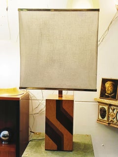 Lampada da Tavolo in Legno e Ottone, Italia 1970s