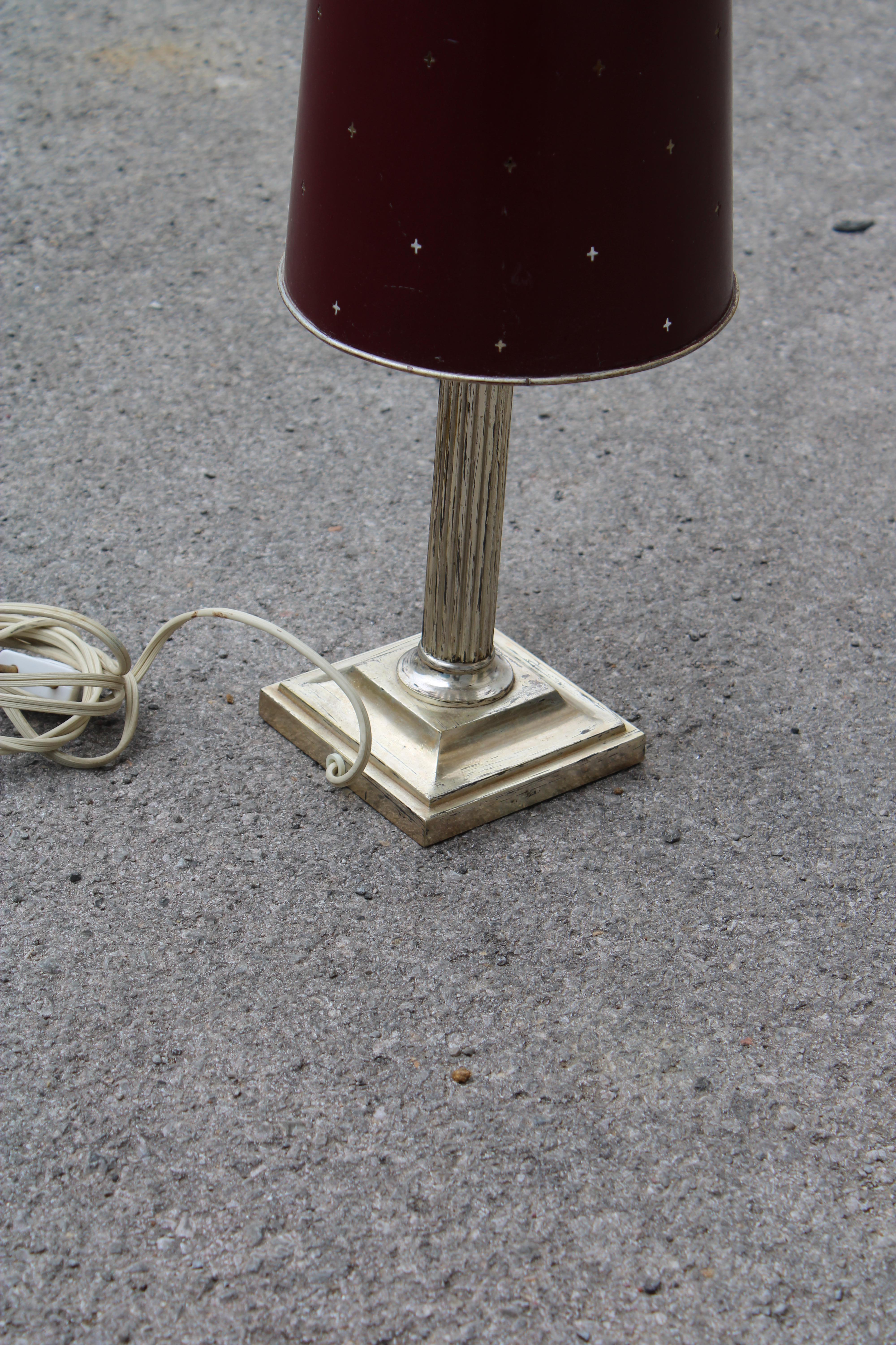 Mid-20th Century Lampe de table en métal argenté avec dôme en métal perforé Arredoluce en vente