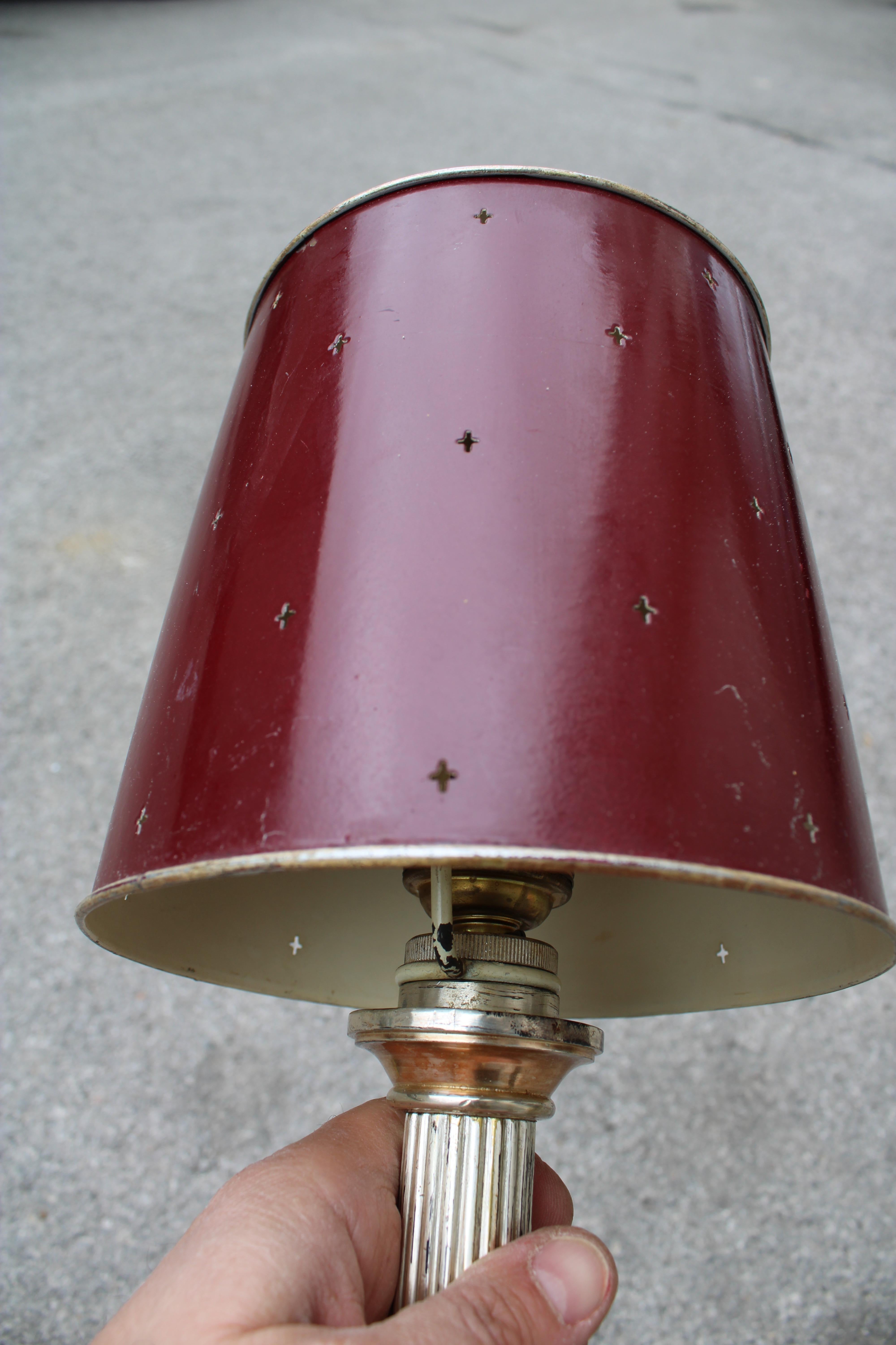 Lampe de table en métal argenté avec dôme en métal perforé Arredoluce en vente 2