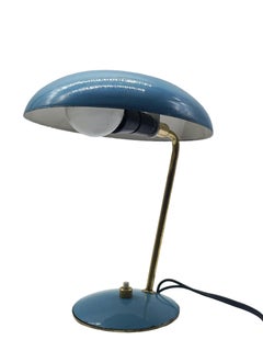 Lampada da Tavolo in Metallo Blu e Ottone, Italia 1950s