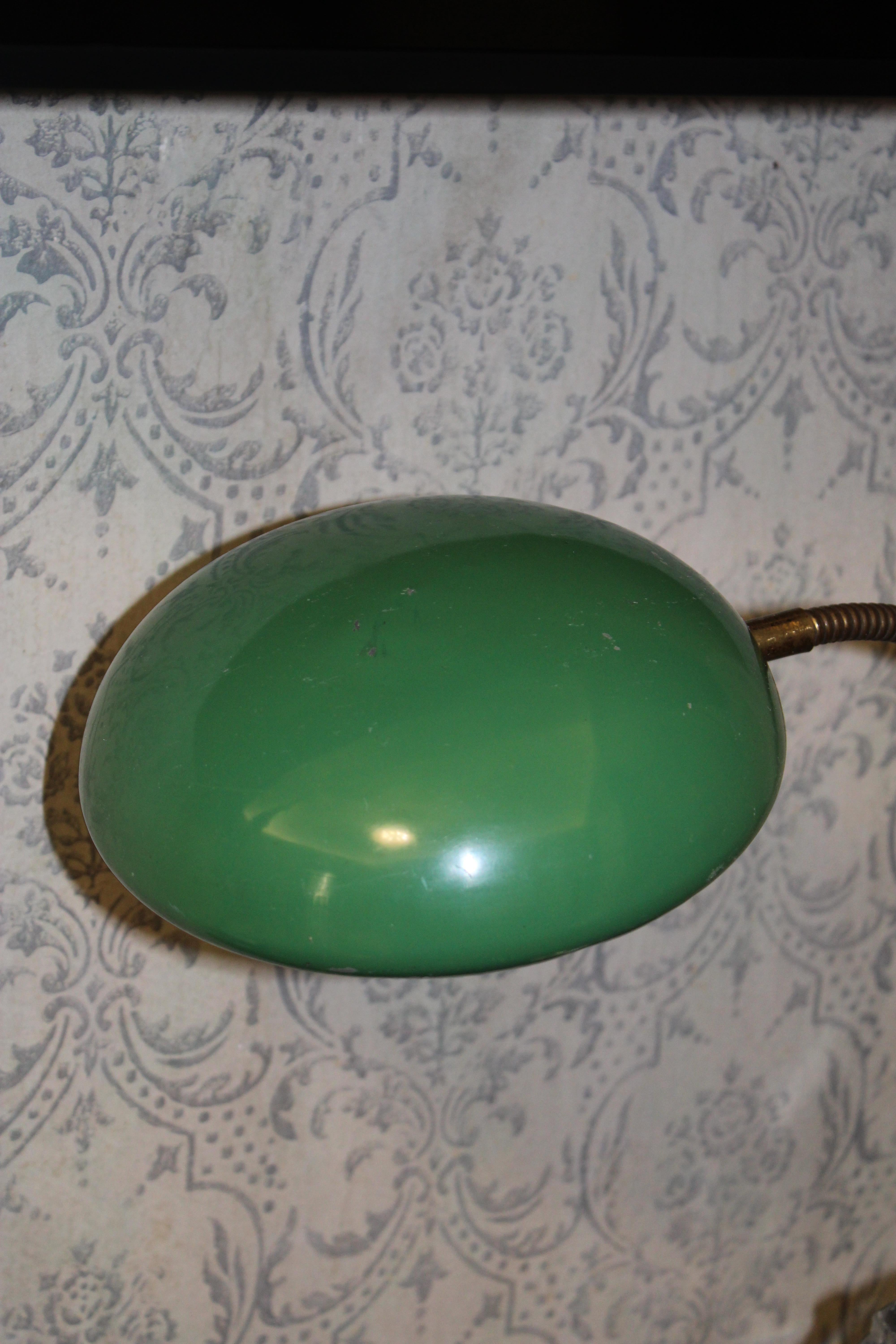 Mid-Century Modern Lacquered Metal Table Lamp Crystal Block Brass Parts Italy For Sale