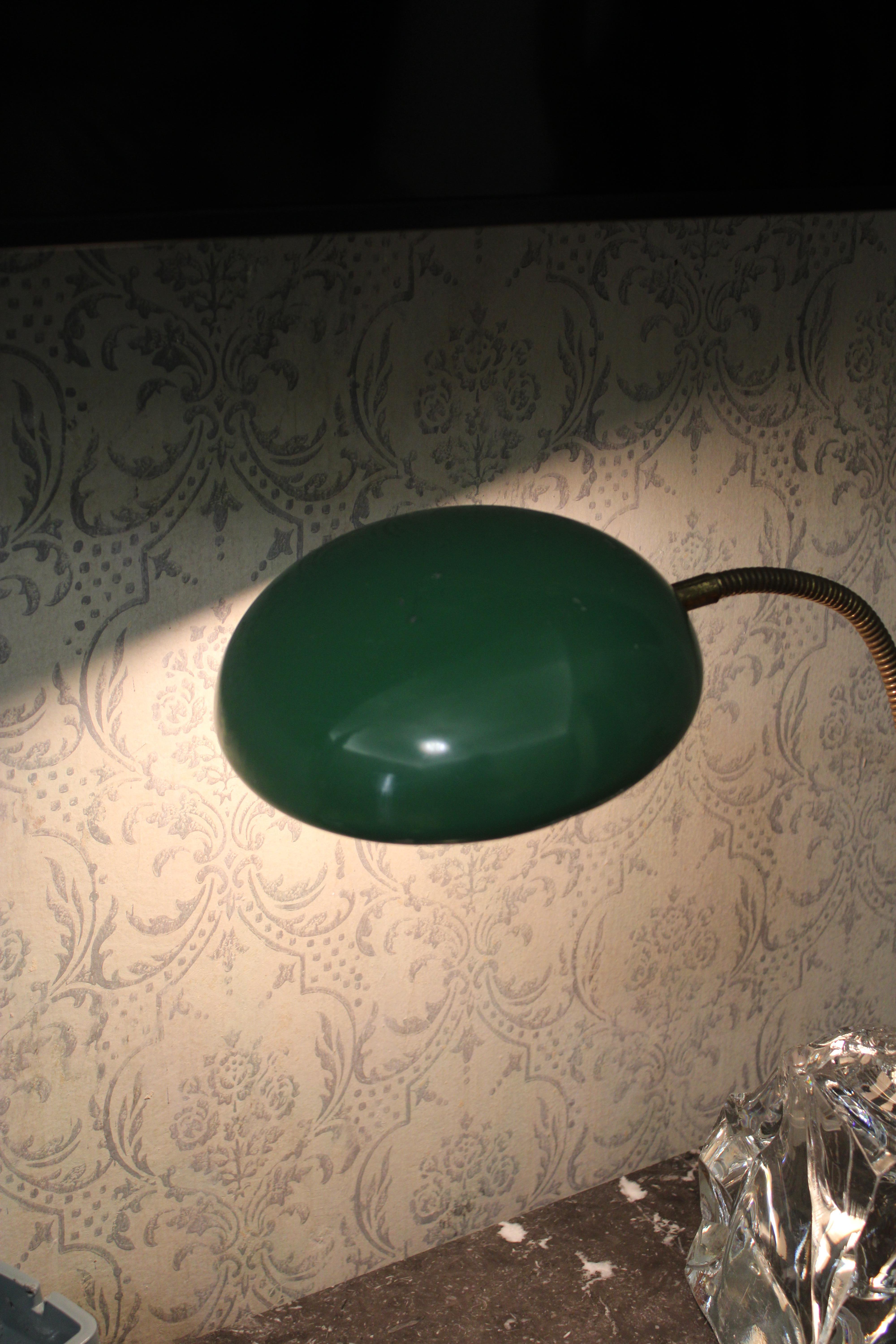 Lacquered Metal Table Lamp Crystal Block Brass Parts Italy For Sale 2