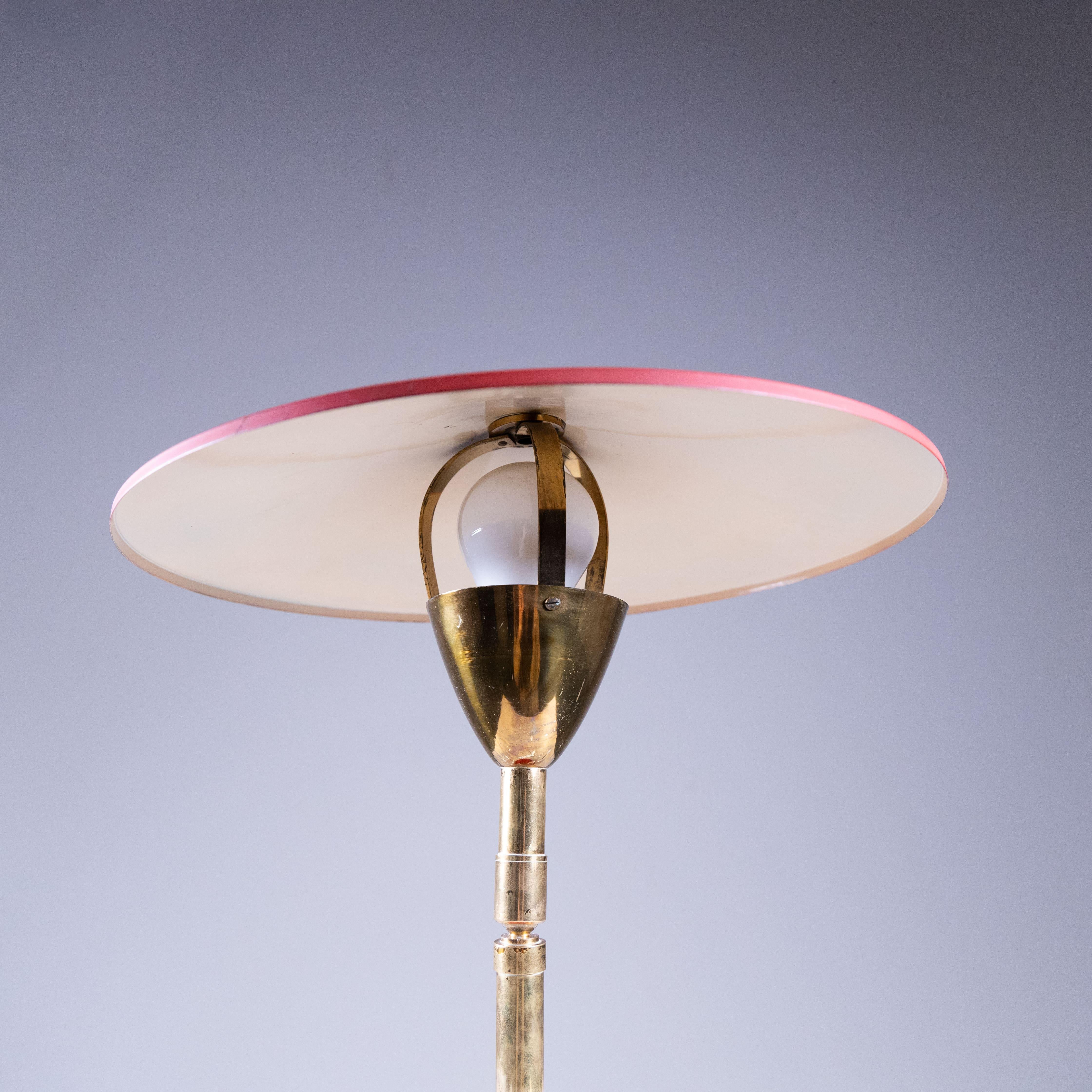 Mid-Century Modern Red metal table lamp, Stilnovo, 1950s For Sale