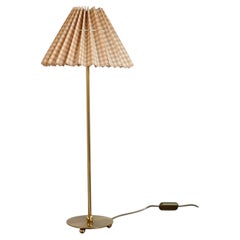 Brass table lamp with pleated shade, 1950s