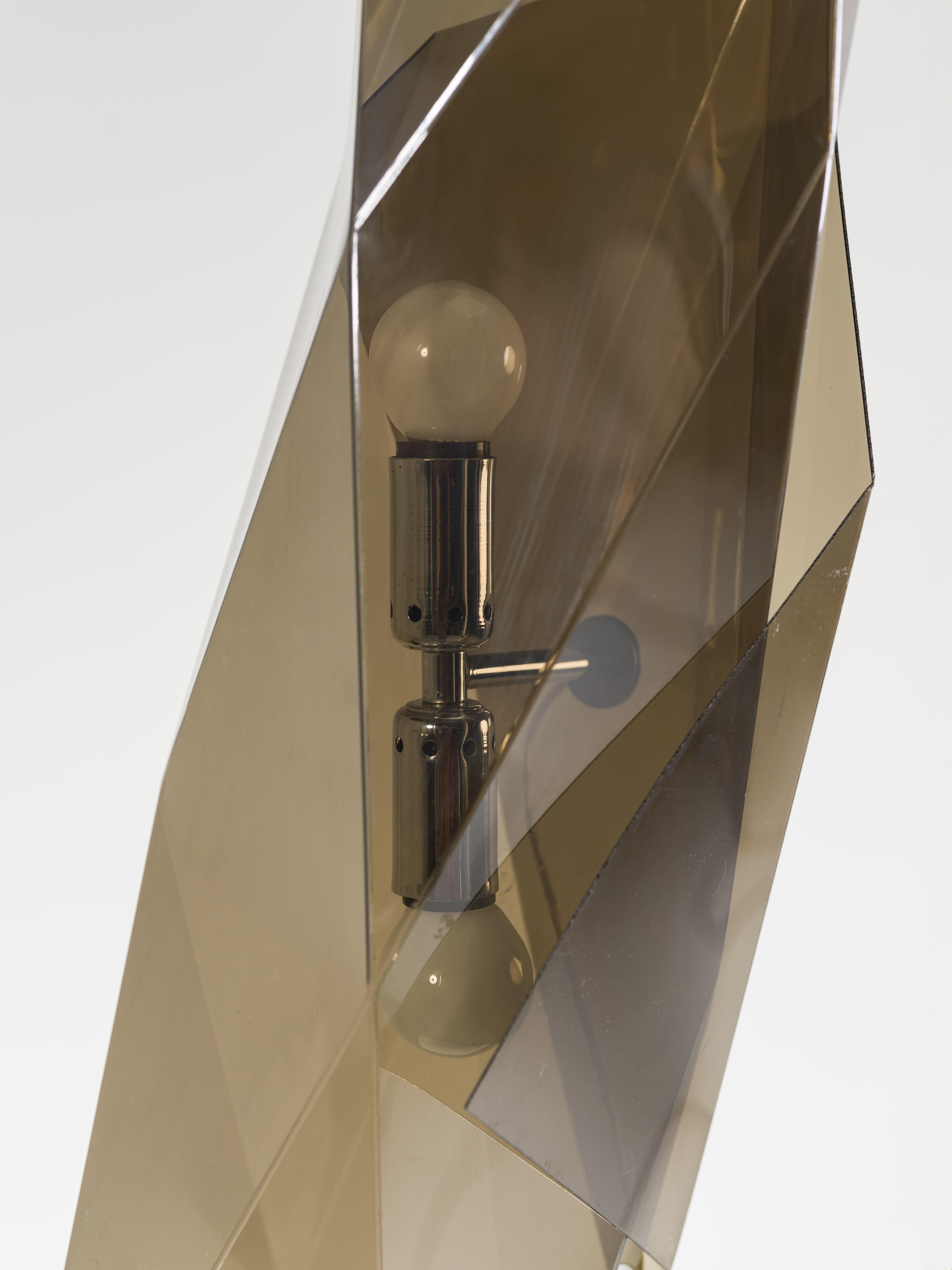 Steel Plexiglass Table Lamp by Giuseppe Calonaci for Arcobaleno Italy 70's For Sale