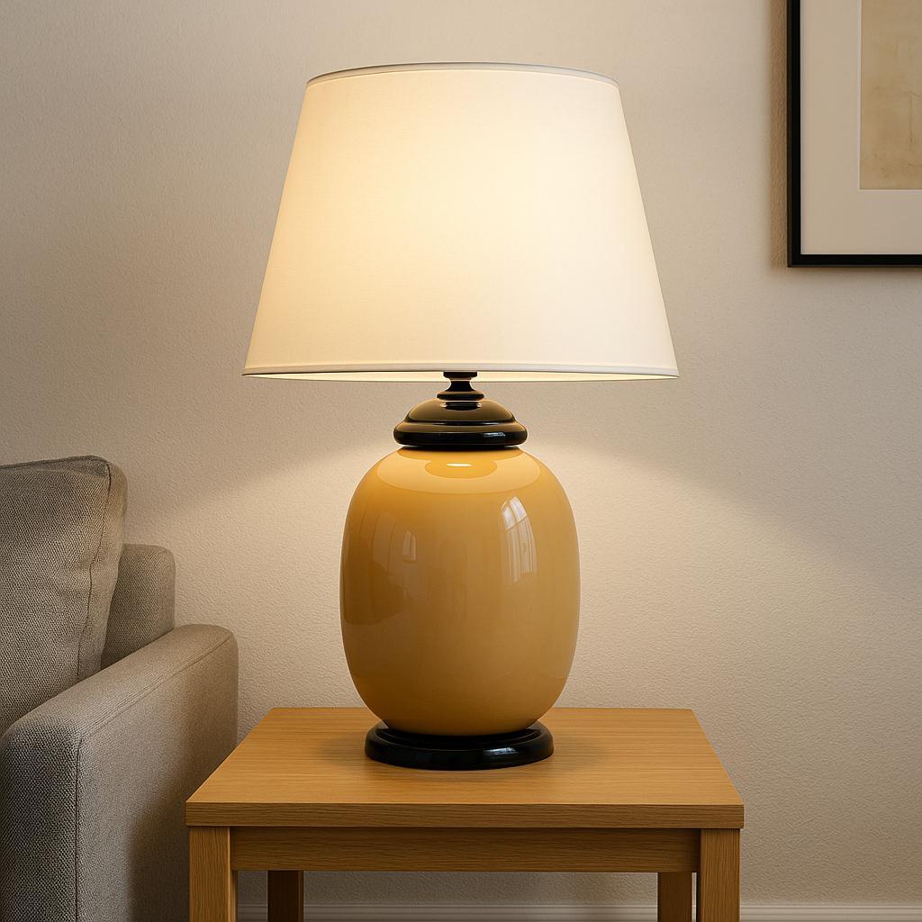 Table lamp made entirely of blown Murano glass, with sculptural silhouette and luminous transparencies. Design attributed to Tommaso Barbi, Italy, 1970s.u2028This refined Murano glass table lamp is a rare example of Italian artistic craftsmanship