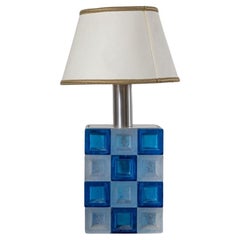 Lampada da tavolo in vetro di Poliarte, anni '70