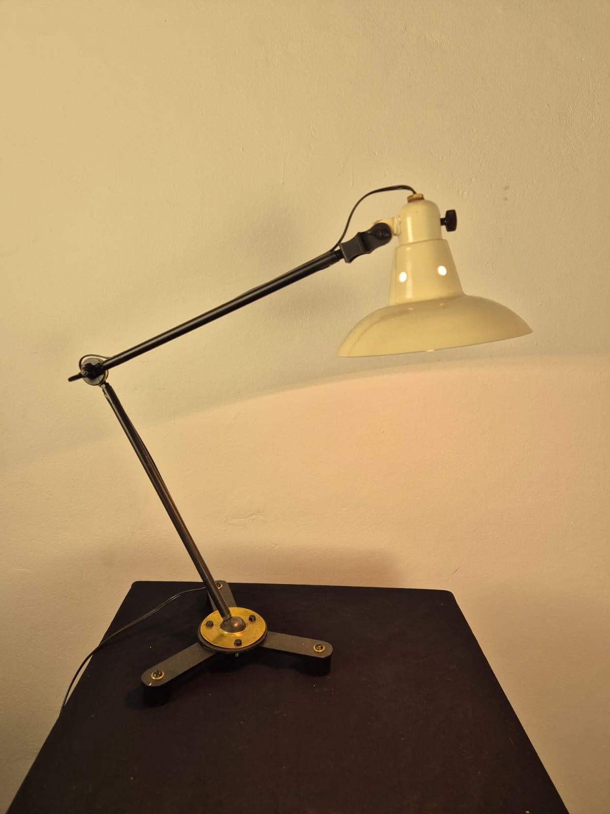 Aluminum Adjustable industrial table lamp, 1950s For Sale