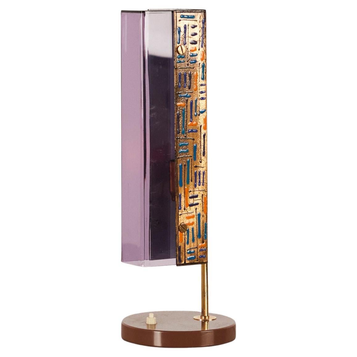 Italian enamel and plexiglass table lamp, 1960s.