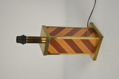 Tischlampe, Holz und Messing, Italien 1970