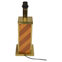 Lampe de table, bois et laiton, Italie 1970