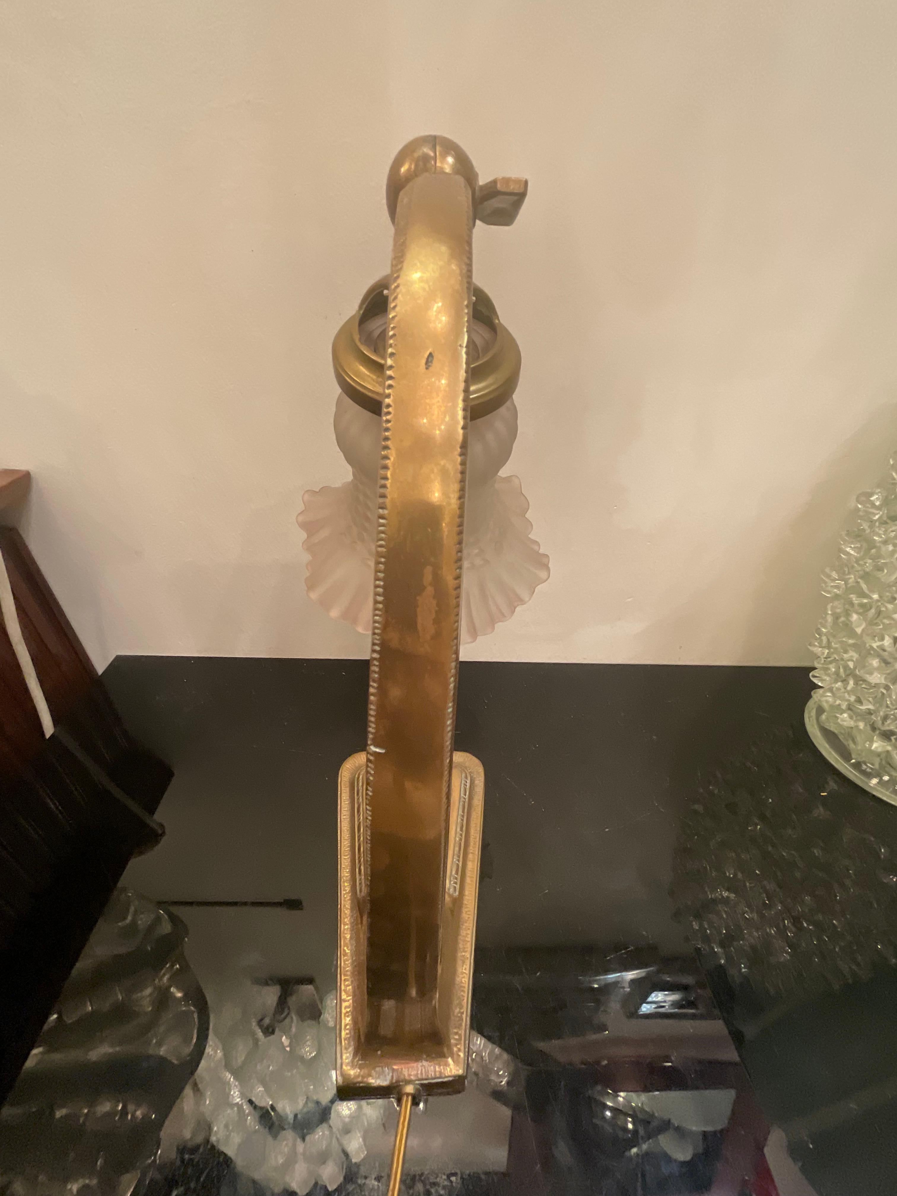Lampada da tavolo LIBERTY - bronzo e vetro - Italia 1925 In Good Condition For Sale In Milano, IT