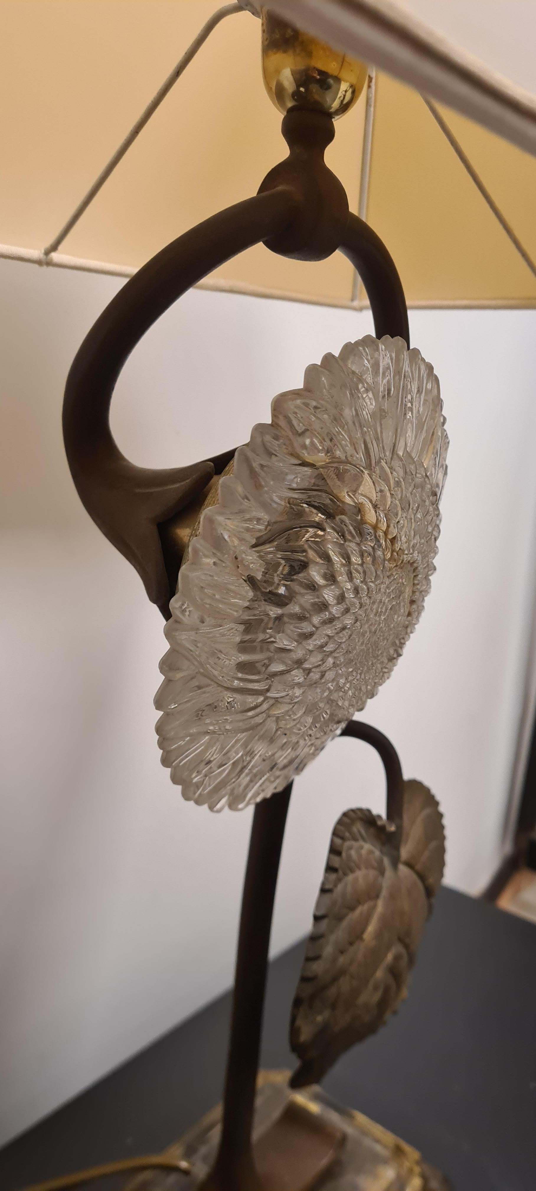 Lampe de table Art Nouveau en bronze et verre en vente 3