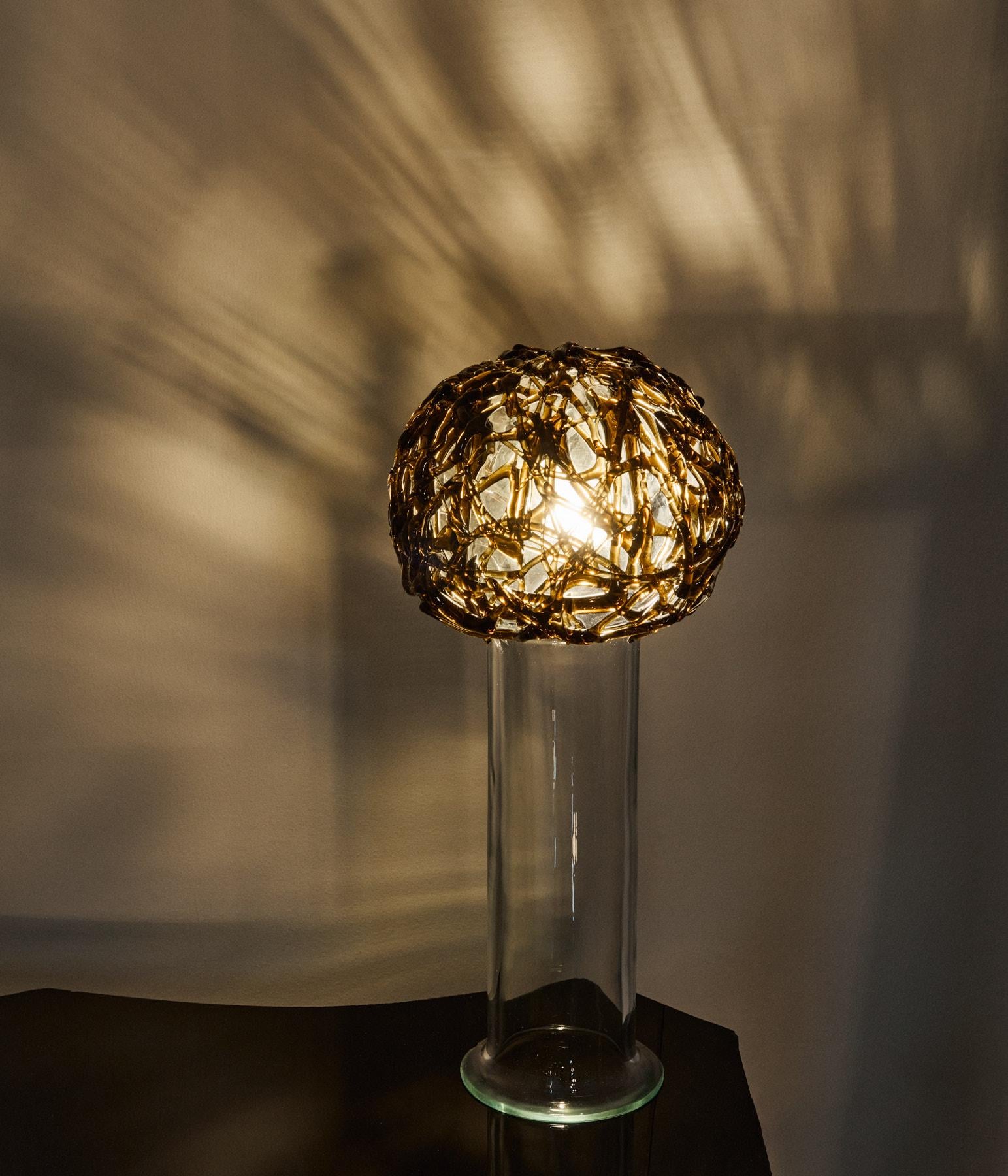 LT228 Murano glass table lamp with gomitolo decoration, designed by Carlo Nason and produced by A.V. Mazzega, Italy. Year 1966 ca. 