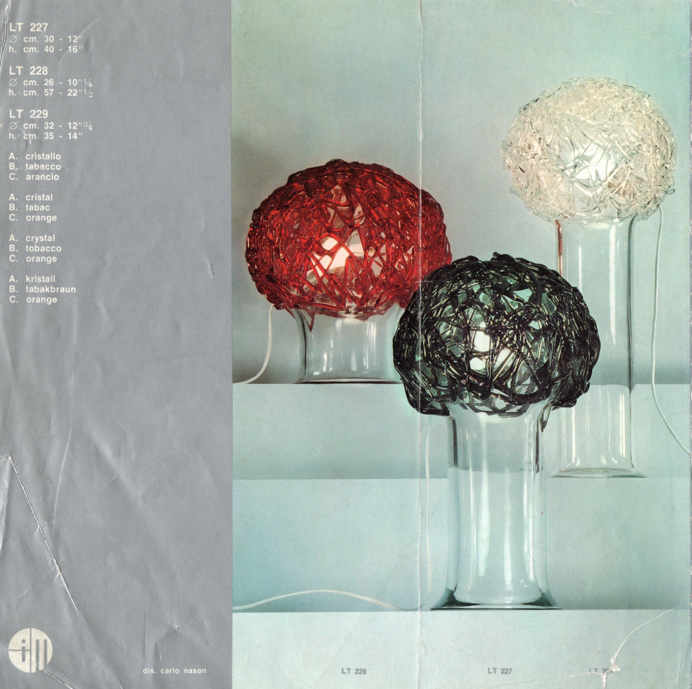 LT228 Lámpara de sobremesa de cristal de Murano, Carlo Nason para A.V. Mazzega, Italia en venta 1