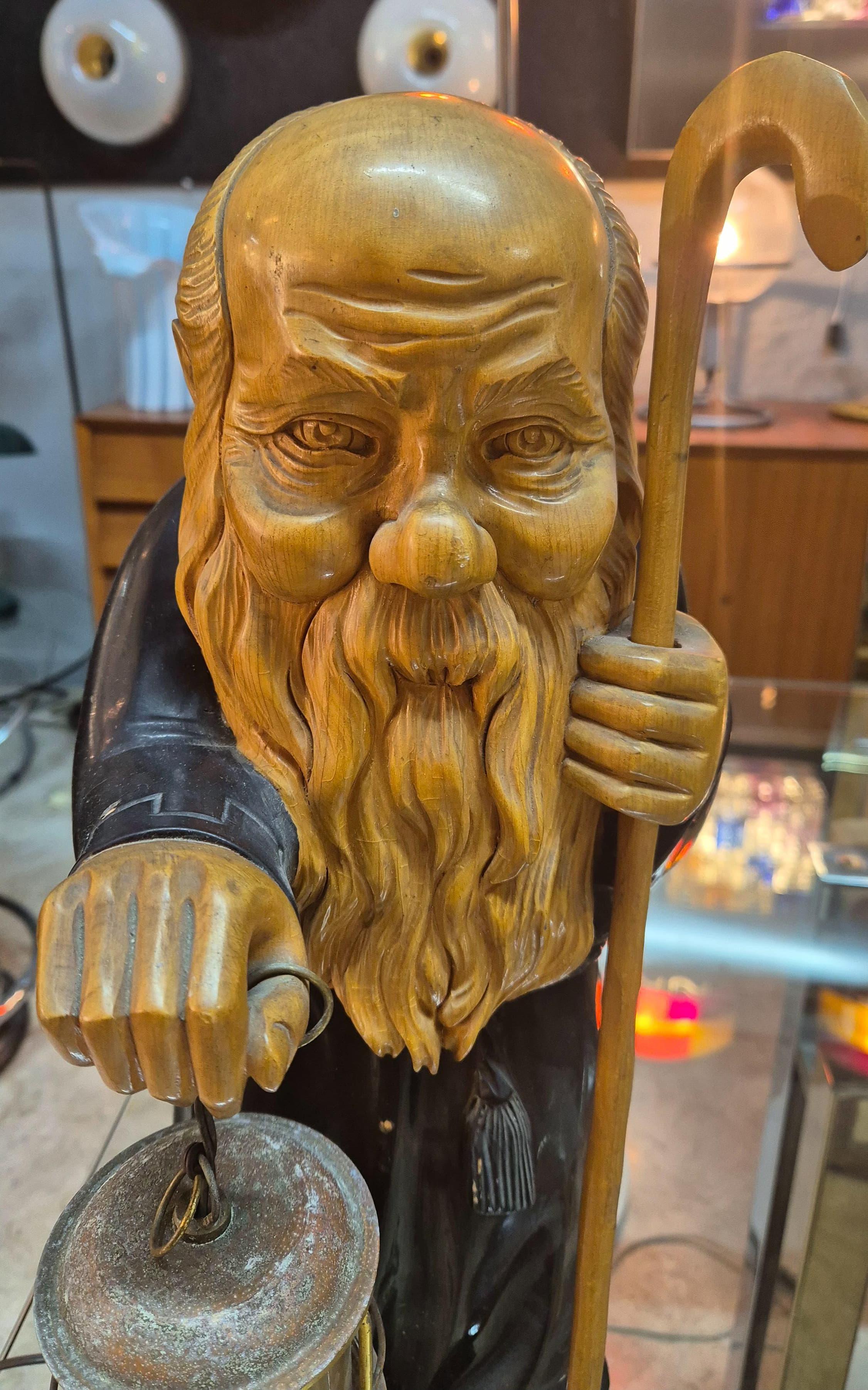 Monk wooden table lamp from 1950 by Aldo Tura. For Sale 4