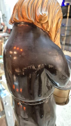 Lampada da tavolo Monk in legno del 1950 di Aldo Tura.