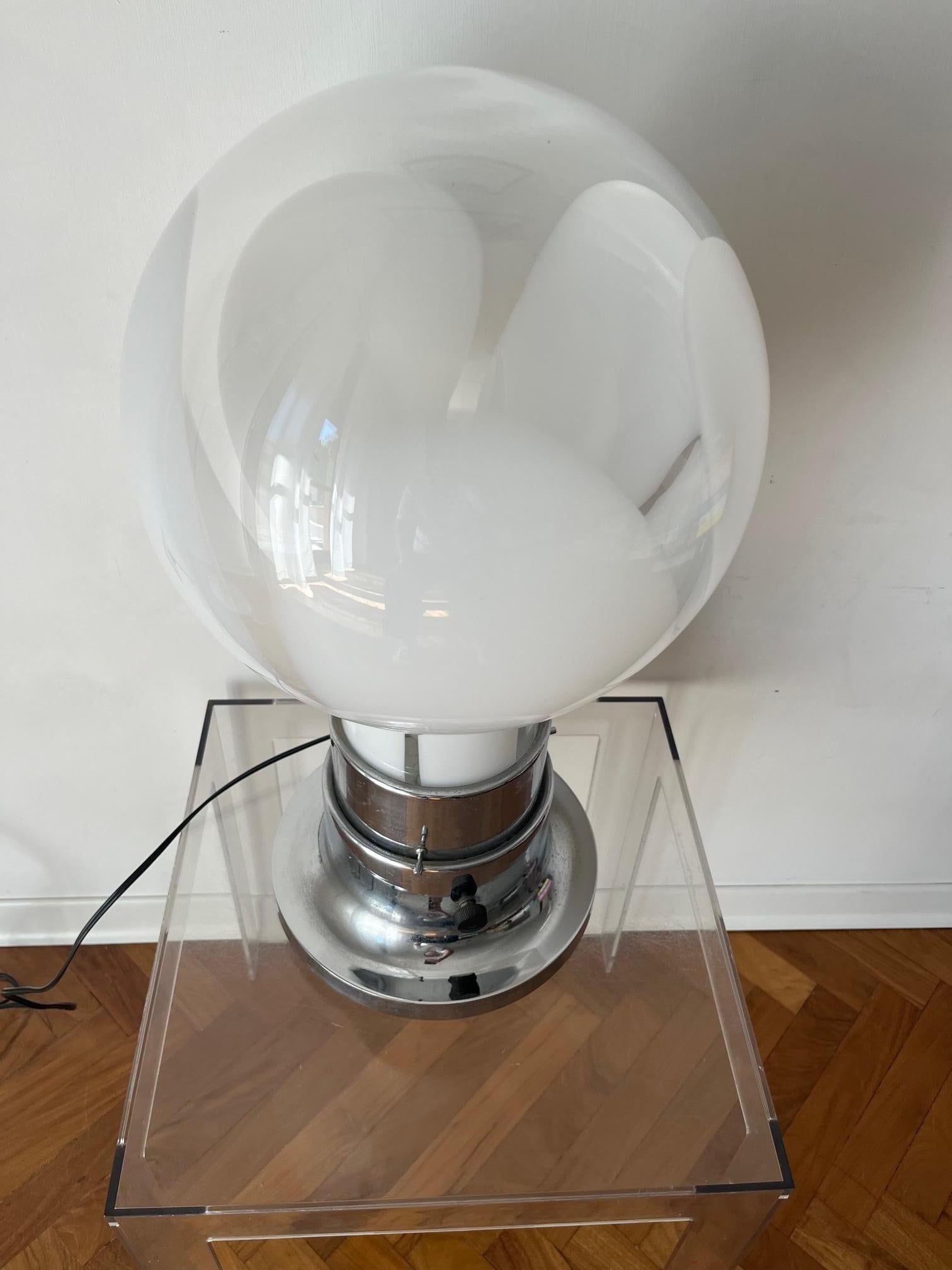 Steel Murano Table Lamp Space Age 1970 -Top Design- For Sale
