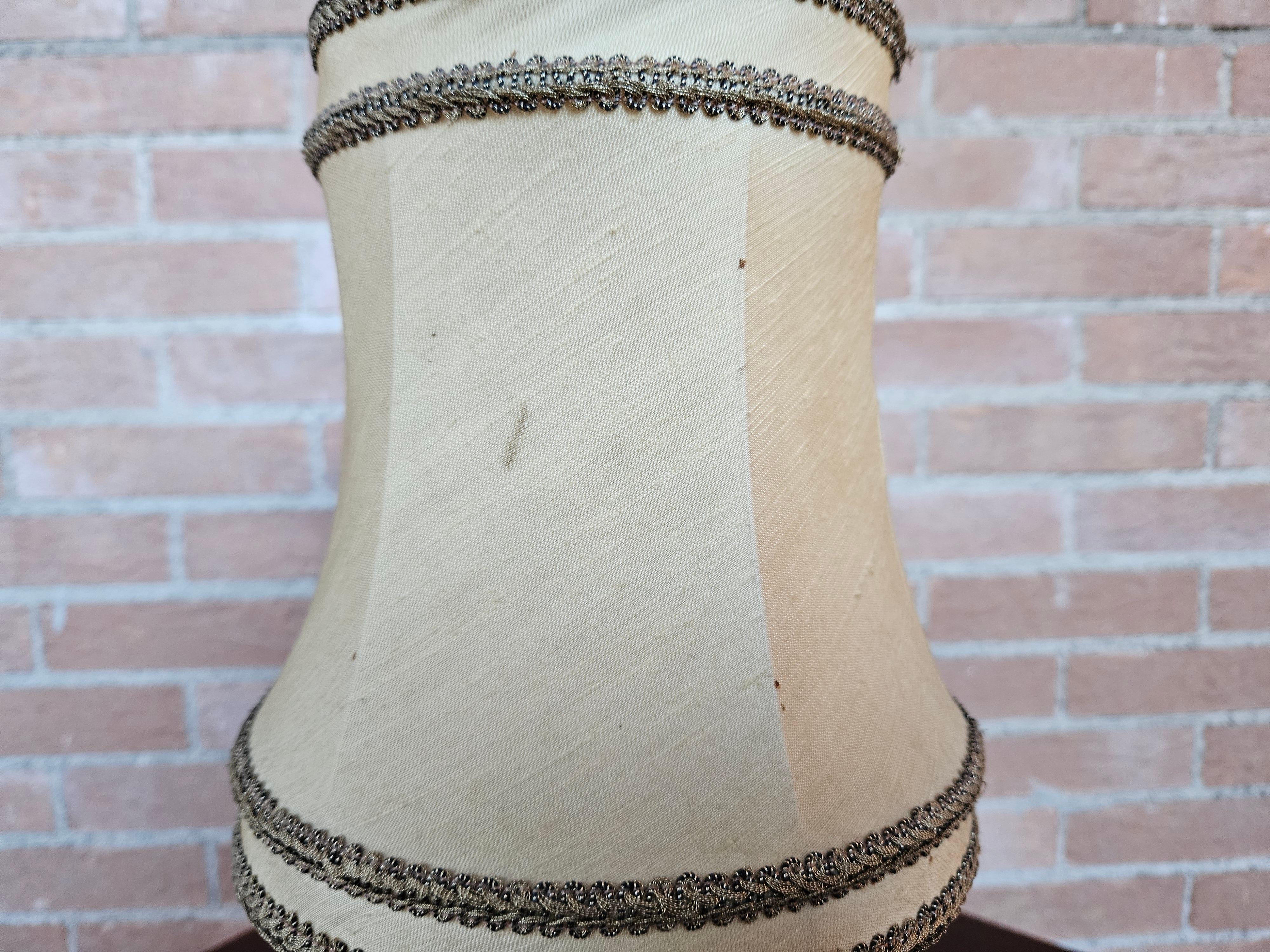 Late 20th Century Table or bedside lamp with cloth shade For Sale