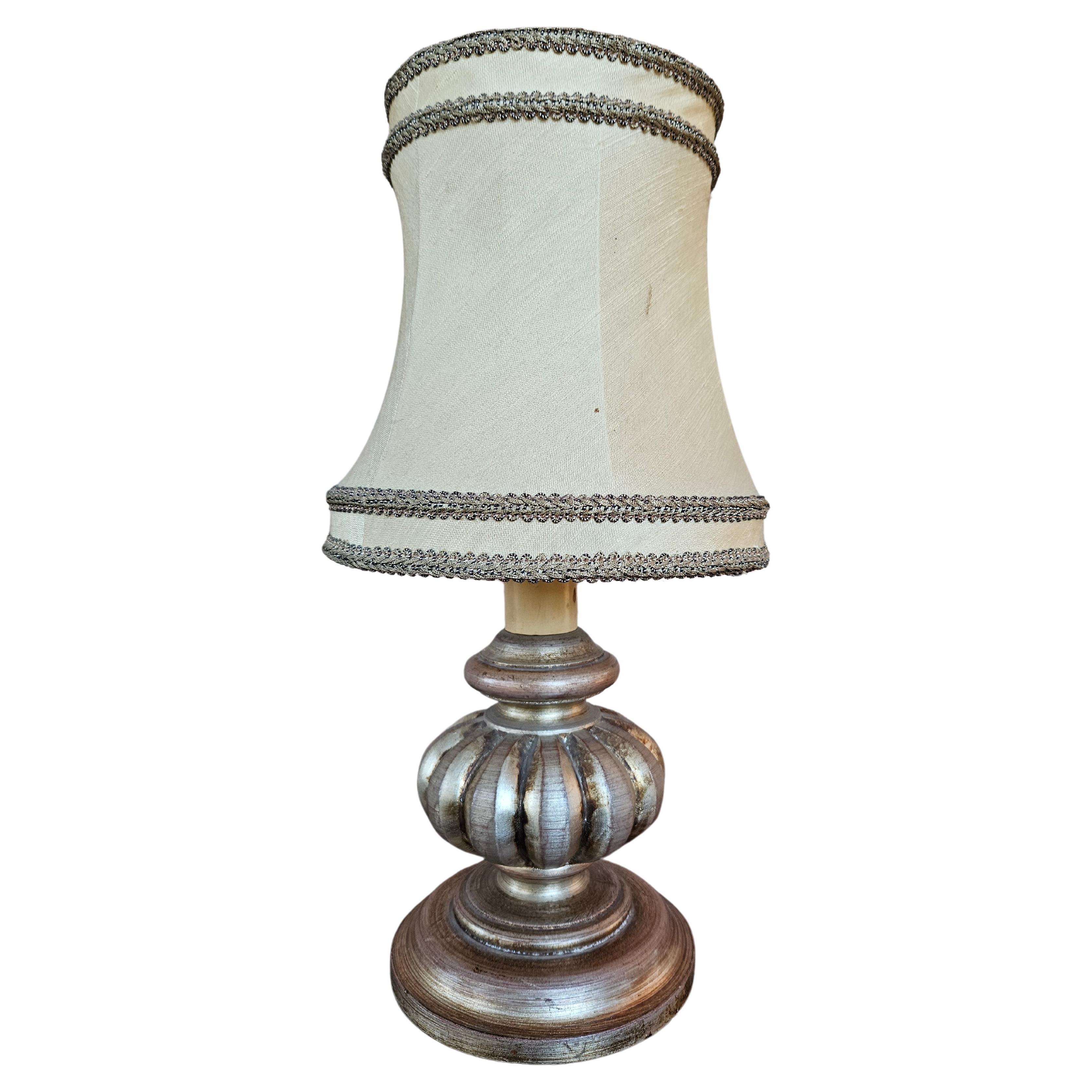 Table or bedside lamp with cloth shade For Sale