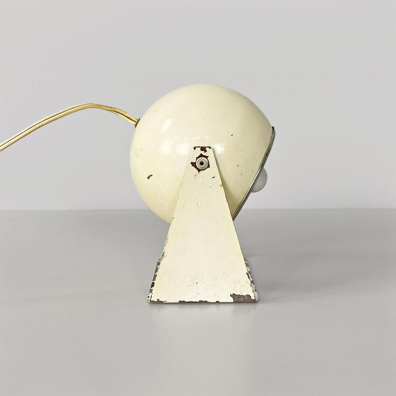 Late 20th Century Table or wall lamp, Italian space age, white metal, ca. 1970. For Sale