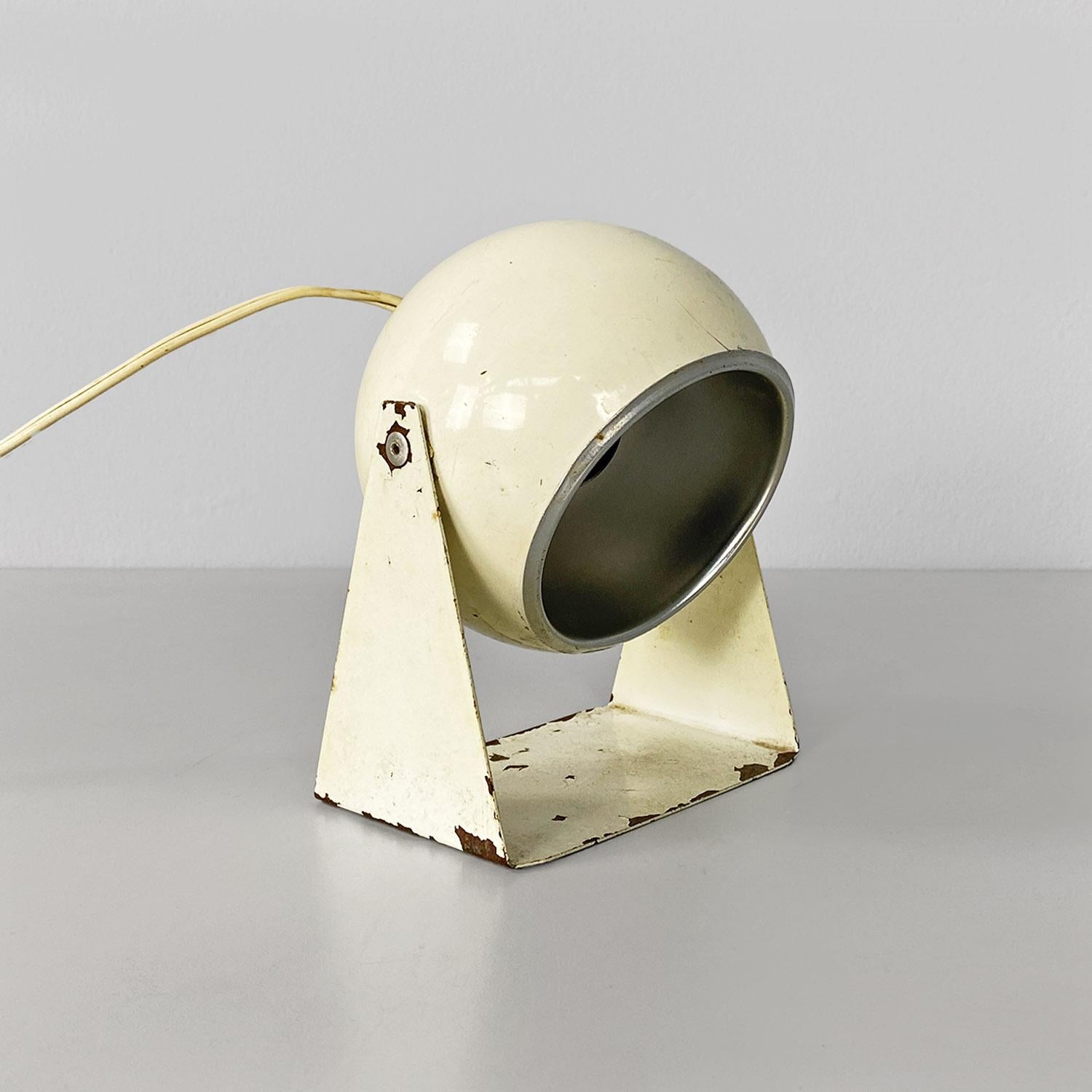 Metal Table or wall lamp, Italian space age, white metal, ca. 1970. For Sale