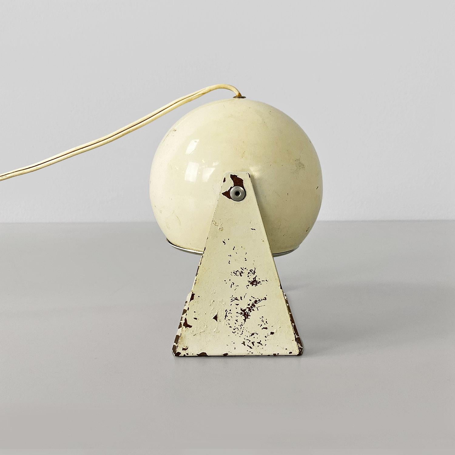Table or wall lamp, Italian space age, white metal, ca. 1970. For Sale 2