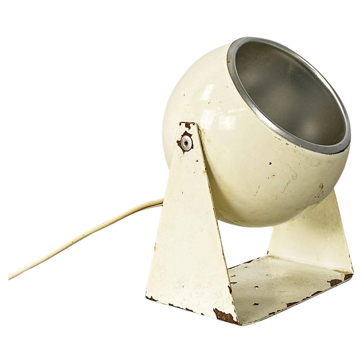 Table or wall lamp, Italian space age, white metal, ca. 1970. For Sale