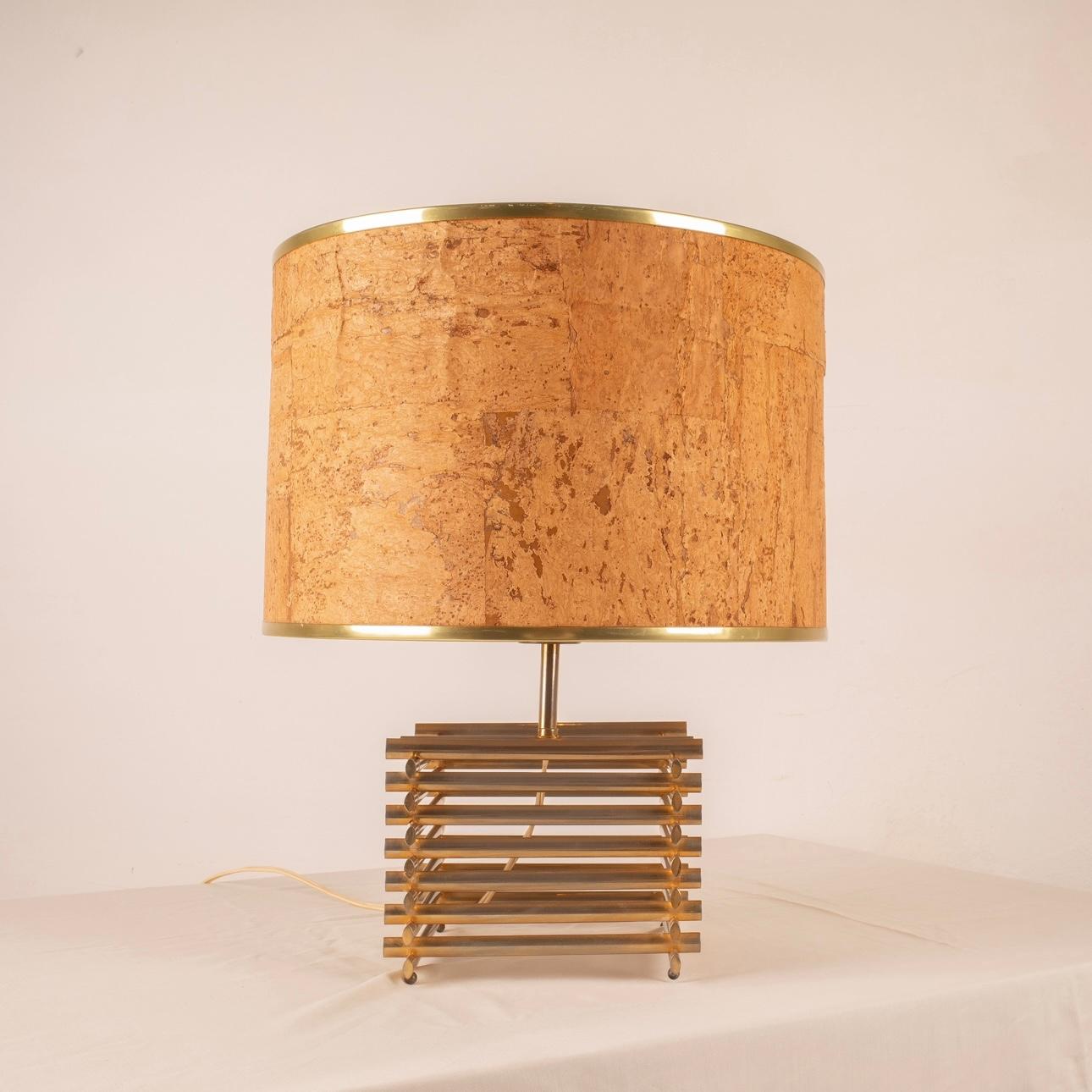 European 18kt Gold plated table lamp att. Romeo Rega For Sale