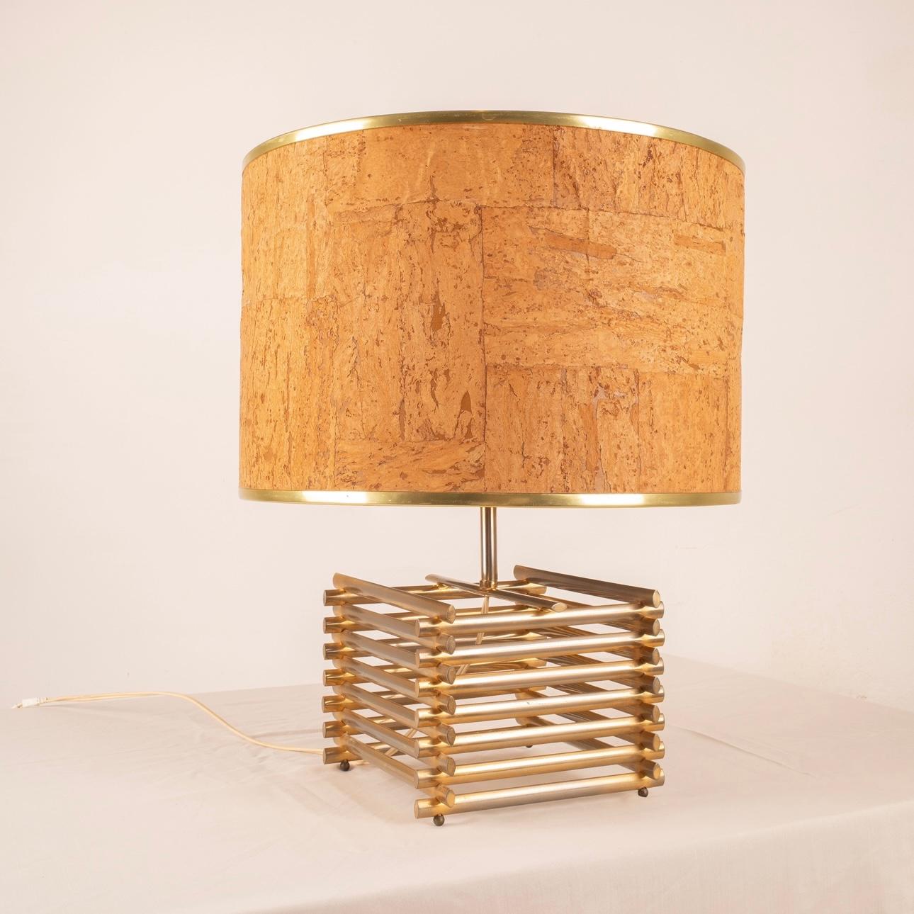 18kt Gold plated table lamp att. Romeo Rega In Good Condition For Sale In Conversano, IT