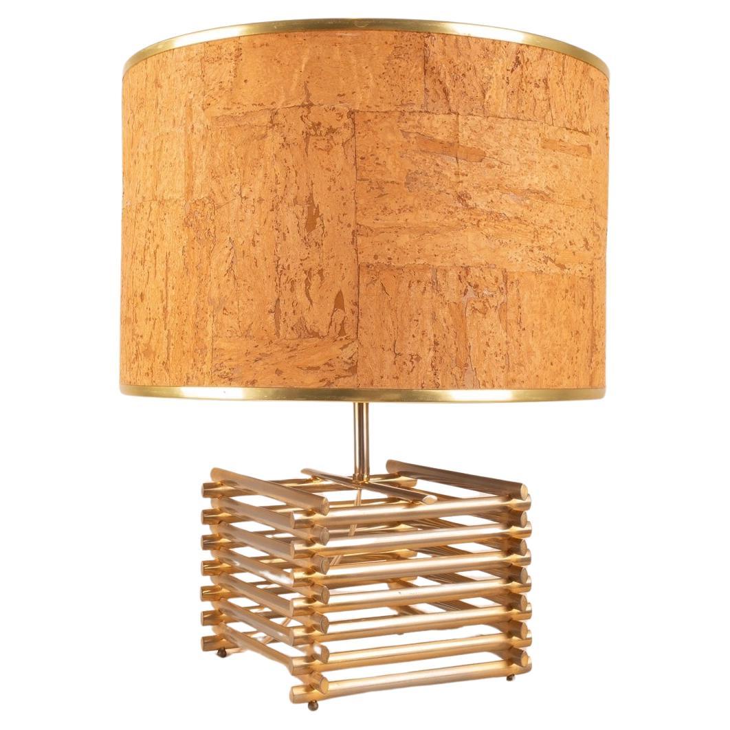 18kt Gold plated table lamp att. Romeo Rega For Sale