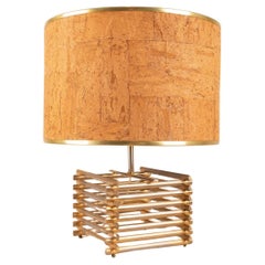 Lampe de table plaquée or 18kt att. Romeo Rega